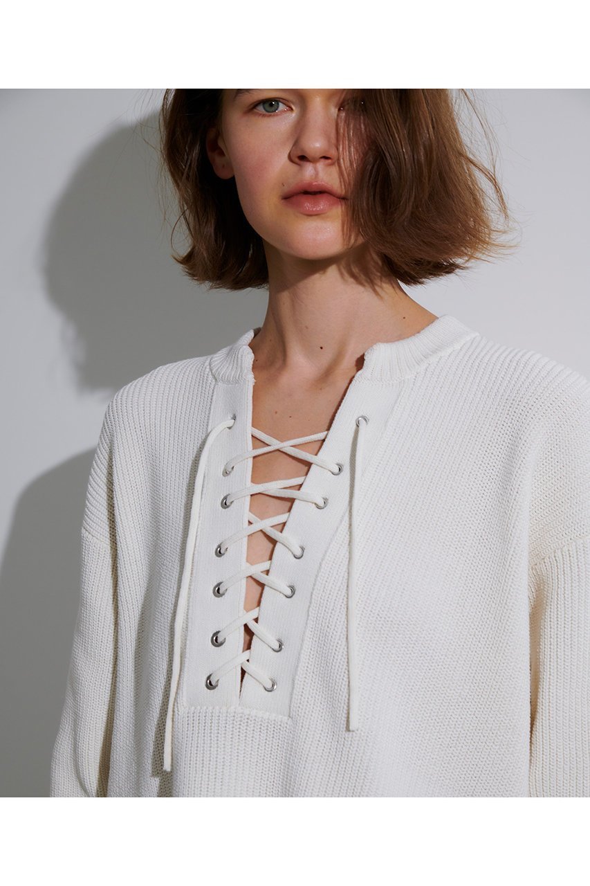 【アルアバイル/allureville】のレースアップバルキープルオーバー 人気、トレンドファッション・服の通販 founy(ファニー) 　ファッション　Fashion　レディースファッション　Fashion for Women　トップス・カットソー　Cut & Sew Tops　ニット　Knit Tops & Sweaters　カジュアルプルオーバー・ニットトップス　Pullovers & Knit Tops / Casual Pullovers　2026年　2026　シルケット　Silket, Silky Cotton　ボトム　Bottoms, Lower Wear　レース　Lace, Lace Fabric　夏　Summer　春　Spring　S/S・春夏　SS, Spring/Summer, Warm Season　畦　Ribbed Knit　other-6|ID: prp329100004810986 ipo3291000000034921054