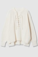 【アルアバイル/allureville】のレースアップバルキープルオーバー 人気、トレンドファッション・服の通販 founy(ファニー) ファッション Fashion レディースファッション Fashion for Women トップス・カットソー Cut & Sew Tops ニット Knit Tops & Sweaters カジュアルプルオーバー・ニットトップス Pullovers & Knit Tops / Casual Pullovers 2026年 2026 シルケット Silket, Silky Cotton ボトム Bottoms, Lower Wear レース Lace, Lace Fabric 夏 Summer 春 Spring S/S・春夏 SS, Spring/Summer, Warm Season 畦 Ribbed Knit |ID:prp329100004810986