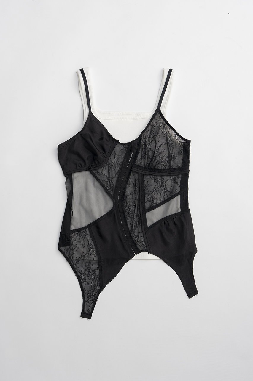 【プランク プロジェクト/PRANK PROJECT】のランジェリーコラージュトップ インテリア・キッズ・メンズ・レディースファッション・服の通販 founy(ファニー) 　ファッション　Fashion　レディースファッション　Fashion for Women　下着・ランジェリー　Lingerie & Intimates　その他ランジェリー・インナーアイテム　Other Lingerie / Intimates　トップス・カットソー　Cut & Sew Tops　インナー　Innerwear　サテン　Satin, Glossy Fabric　ジャケット　Jacket, Outerwear　スリーブ　Sleeve, Long Sleeve / Short Sleeve　タンク　Tank Top, Sleeveless Top　チュール　Tulip, Tulip Motif　テレコ　Ribbed, Rib Stitch　ボトム　Bottoms, Lower Wear　マニッシュ　Mannish, Boyish　ランジェリー　Lingerie, Intimate Wear　レース　Lace, Lace Fabric　ロング　Long, Long-Length　新作・新入荷　New Arrivals / New In　BLK(ブラック)|ID: prp329100004811944 ipo3291000000034930672