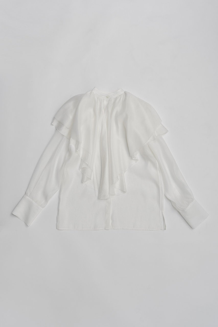 【プランク プロジェクト/PRANK PROJECT】のボリュームラッフル2WAYトップ 人気、トレンドファッション・服の通販 founy(ファニー) 　ファッション　Fashion　レディースファッション　Fashion for Women　トップス・カットソー　Cut & Sew Tops　シャツ・ブラウス・オフィスカジュアル　Elegant Blouses & Button-Ups　ロングTシャツ・Tシャツ　Longline T-Shirts & Tees　カットソー・ベーシックTシャツ　Cut-and-Sewn Tops / Stretch Tees & Basics　シアー　Sheer, See-Through　シルク　Silk, 100% Silk　ジャケット　Jacket, Outerwear　スリーブ　Sleeve, Long Sleeve / Short Sleeve　タイトスカート　Pencil Skirt, Tight Skirt　デニム　Denim, Jeans Material　バランス　Balance, Style Balance　フォルム　Silhouette, Form　フリル　Frill, Ruffle　ロング　Long, Long-Length　新作・新入荷　New Arrivals / New In　 other-1|ID: prp329100004811945 ipo3291000000034930681