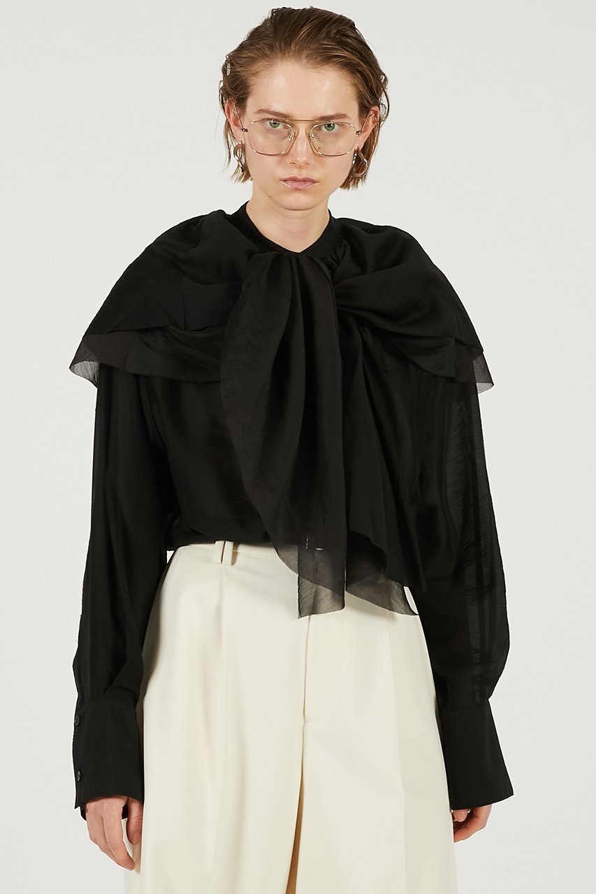 【プランク プロジェクト/PRANK PROJECT】のボリュームラッフル2WAYトップ 人気、トレンドファッション・服の通販 founy(ファニー) 　ファッション　Fashion　レディースファッション　Fashion for Women　トップス・カットソー　Cut & Sew Tops　シャツ・ブラウス・オフィスカジュアル　Elegant Blouses & Button-Ups　ロングTシャツ・Tシャツ　Longline T-Shirts & Tees　カットソー・ベーシックTシャツ　Cut-and-Sewn Tops / Stretch Tees & Basics　シアー　Sheer, See-Through　シルク　Silk, 100% Silk　ジャケット　Jacket, Outerwear　スリーブ　Sleeve, Long Sleeve / Short Sleeve　タイトスカート　Pencil Skirt, Tight Skirt　デニム　Denim, Jeans Material　バランス　Balance, Style Balance　フォルム　Silhouette, Form　フリル　Frill, Ruffle　ロング　Long, Long-Length　新作・新入荷　New Arrivals / New In　other-4|ID: prp329100004811945 ipo3291000000034930686