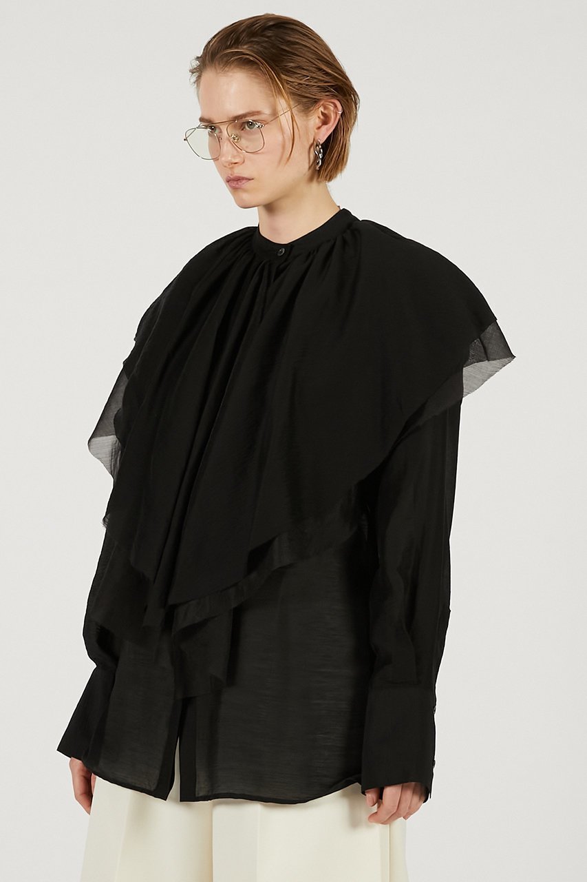 【プランク プロジェクト/PRANK PROJECT】のボリュームラッフル2WAYトップ 人気、トレンドファッション・服の通販 founy(ファニー) 　ファッション　Fashion　レディースファッション　Fashion for Women　トップス・カットソー　Cut & Sew Tops　シャツ・ブラウス・オフィスカジュアル　Elegant Blouses & Button-Ups　ロングTシャツ・Tシャツ　Longline T-Shirts & Tees　カットソー・ベーシックTシャツ　Cut-and-Sewn Tops / Stretch Tees & Basics　シアー　Sheer, See-Through　シルク　Silk, 100% Silk　ジャケット　Jacket, Outerwear　スリーブ　Sleeve, Long Sleeve / Short Sleeve　タイトスカート　Pencil Skirt, Tight Skirt　デニム　Denim, Jeans Material　バランス　Balance, Style Balance　フォルム　Silhouette, Form　フリル　Frill, Ruffle　ロング　Long, Long-Length　新作・新入荷　New Arrivals / New In　other-6|ID: prp329100004811945 ipo3291000000034930688