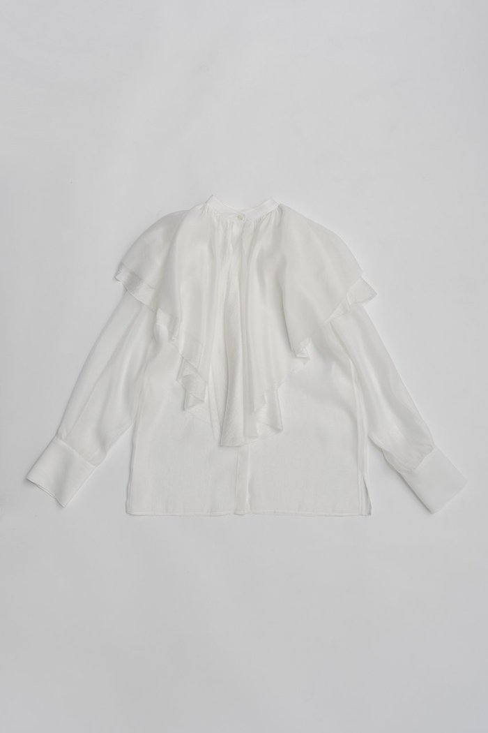 【プランク プロジェクト/PRANK PROJECT】のボリュームラッフル2WAYトップ インテリア・キッズ・メンズ・レディースファッション・服の通販 founy(ファニー) https://founy.com/ ファッション Fashion レディースファッション Fashion for Women トップス・カットソー Cut & Sew Tops シャツ・ブラウス・オフィスカジュアル Elegant Blouses & Button-Ups ロングTシャツ・Tシャツ Longline T-Shirts & Tees カットソー・ベーシックTシャツ Cut-and-Sewn Tops / Stretch Tees & Basics シアー Sheer, See-Through シルク Silk, 100% Silk ジャケット Jacket, Outerwear スリーブ Sleeve, Long Sleeve / Short Sleeve タイトスカート Pencil Skirt, Tight Skirt デニム Denim, Jeans Material バランス Balance, Style Balance フォルム Silhouette, Form フリル Frill, Ruffle ロング Long, Long-Length |ID: prp329100004811945 ipo3291000000035318246