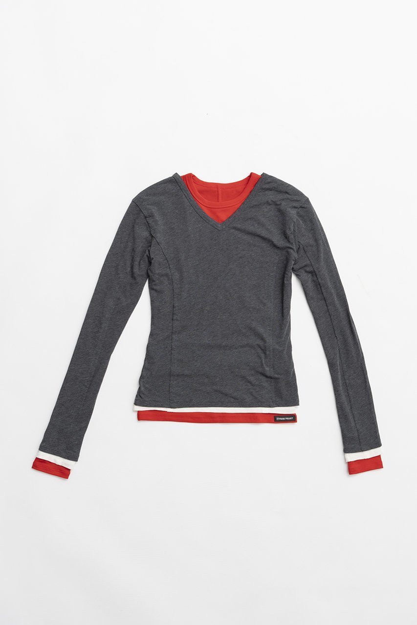 【プランク プロジェクト/PRANK PROJECT】のダブルネックレイヤードトップ インテリア・キッズ・メンズ・レディースファッション・服の通販 founy(ファニー) 　ファッション　Fashion　レディースファッション　Fashion for Women　スカート　Skirts　ロングスカート　Long Skirts / Maxi & Midi Skirts　なめらか　Smooth, Silky Texture　パウダー　Powder, Soft Tone　ロング　Long, Long-Length　新作・新入荷　New Arrivals / New In　GRY(グレー)|ID: prp329100004811952 ipo3291000000034930750