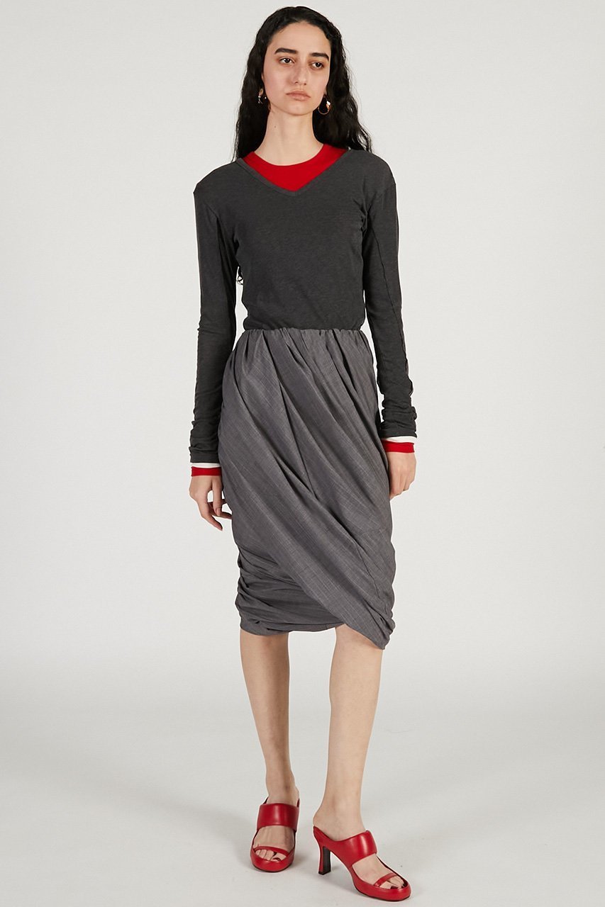 【プランク プロジェクト/PRANK PROJECT】のツイストミディスカート 人気、トレンドファッション・服の通販 founy(ファニー) 　ファッション　Fashion　レディースファッション　Fashion for Women　スカート　Skirts　ロングスカート　Long Skirts / Maxi & Midi Skirts　おすすめ　Recommended / Our Picks　アシンメトリー　Asymmetrical Style　エアリー　Airy Texture　シアー　Sheer, See-Through　シンプル　Simple, Minimal　ジャケット　Jacket, Outerwear　ソックス　Socks, Hosiery　ツイスト　Tweed, Tweed Fabric　バランス　Balance, Style Balance　ロング　Long, Long-Length　軽量　Lightweight, Ultra Light　other-4|ID: prp329100004811959 ipo3291000000036023129