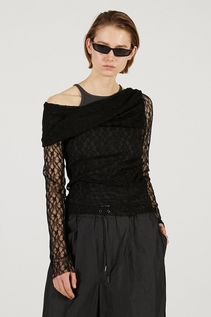 【プランク プロジェクト/PRANK PROJECT】のオフショルダーレイヤードトップ インテリア・キッズ・メンズ・レディースファッション・服の通販 founy(ファニー) 　ファッション　Fashion　レディースファッション　Fashion for Women　トップス・カットソー　Cut & Sew Tops　キャミソール&ノースリーブ　Camisoles & Sleeveless Tops　シャツ・ブラウス・オフィスカジュアル　Elegant Blouses & Button-Ups　インナー　Innerwear　カットソー　Cut and Sewn Top　キャミソール　Camisole, Spaghetti Strap Top　ストレッチ　Stretch, Stretchy Fabric　タンク　Tank Top, Sleeveless Top　ノースリーブ　Sleeveless, No-Sleeve　レース　Lace, Lace Fabric　新作・新入荷　New Arrivals / New In　BLK(ブラック)|ID: prp329100004811973 ipo3291000000034930944