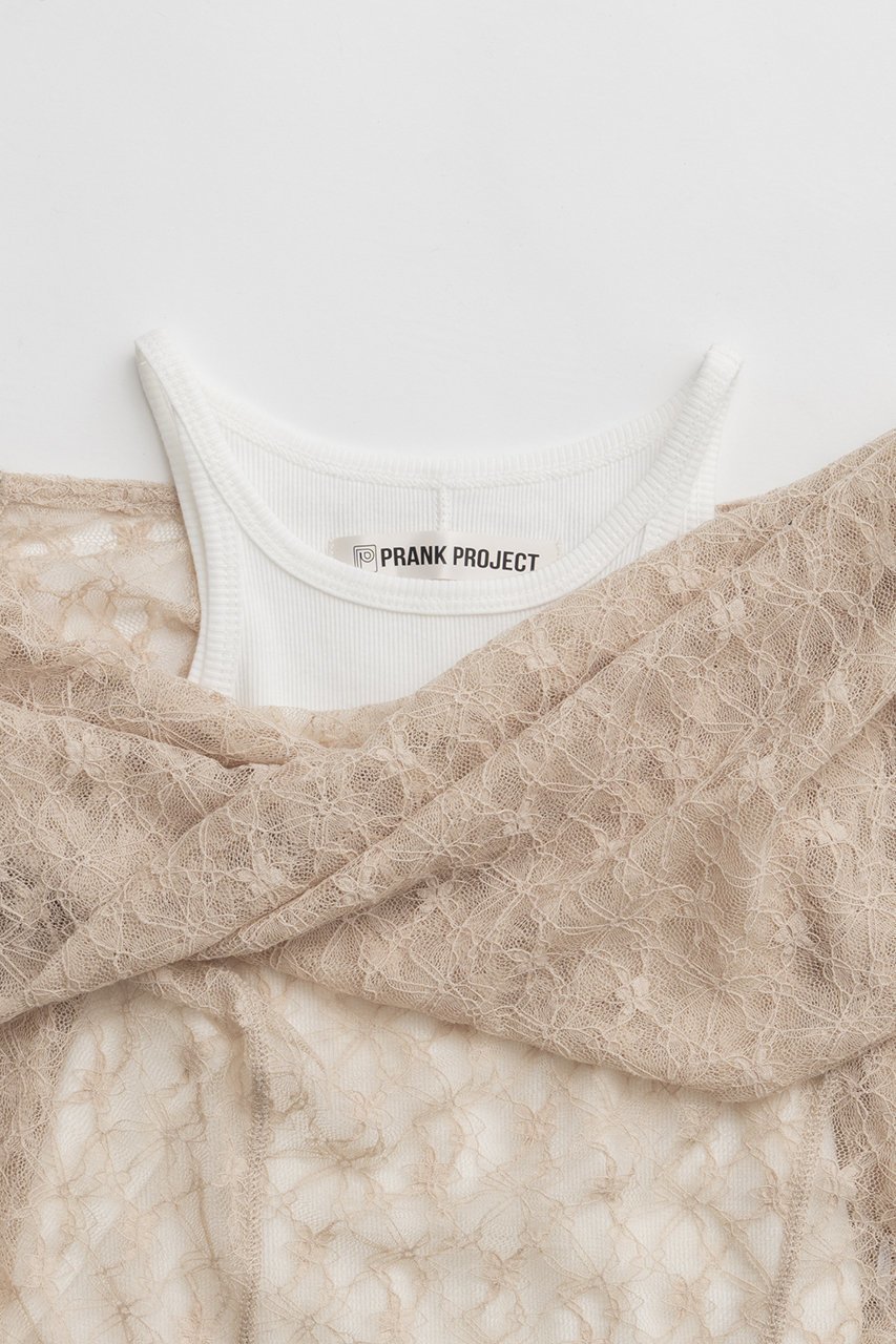 【プランク プロジェクト/PRANK PROJECT】のオフショルダーレイヤードトップ 人気、トレンドファッション・服の通販 founy(ファニー) 　ファッション　Fashion　レディースファッション　Fashion for Women　トップス・カットソー　Cut & Sew Tops　キャミソール&ノースリーブ　Camisoles & Sleeveless Tops　シャツ・ブラウス・オフィスカジュアル　Elegant Blouses & Button-Ups　インナー　Innerwear　カットソー　Cut and Sewn Top　キャミソール　Camisole, Spaghetti Strap Top　ストレッチ　Stretch, Stretchy Fabric　タンク　Tank Top, Sleeveless Top　ノースリーブ　Sleeveless, No-Sleeve　レース　Lace, Lace Fabric　新作・新入荷　New Arrivals / New In　other-3|ID: prp329100004811973 ipo3291000000034930951