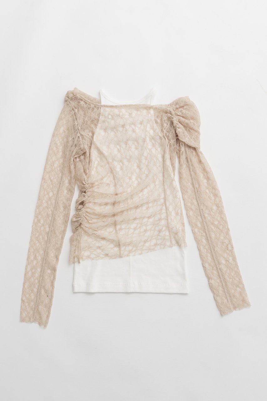 【プランク プロジェクト/PRANK PROJECT】のオフショルダーレイヤードトップ 人気、トレンドファッション・服の通販 founy(ファニー) 　ファッション　Fashion　レディースファッション　Fashion for Women　トップス・カットソー　Cut & Sew Tops　キャミソール&ノースリーブ　Camisoles & Sleeveless Tops　シャツ・ブラウス・オフィスカジュアル　Elegant Blouses & Button-Ups　インナー　Innerwear　カットソー　Cut and Sewn Top　キャミソール　Camisole, Spaghetti Strap Top　ストレッチ　Stretch, Stretchy Fabric　タンク　Tank Top, Sleeveless Top　ノースリーブ　Sleeveless, No-Sleeve　レース　Lace, Lace Fabric　新作・新入荷　New Arrivals / New In　other-4|ID: prp329100004811973 ipo3291000000034930952