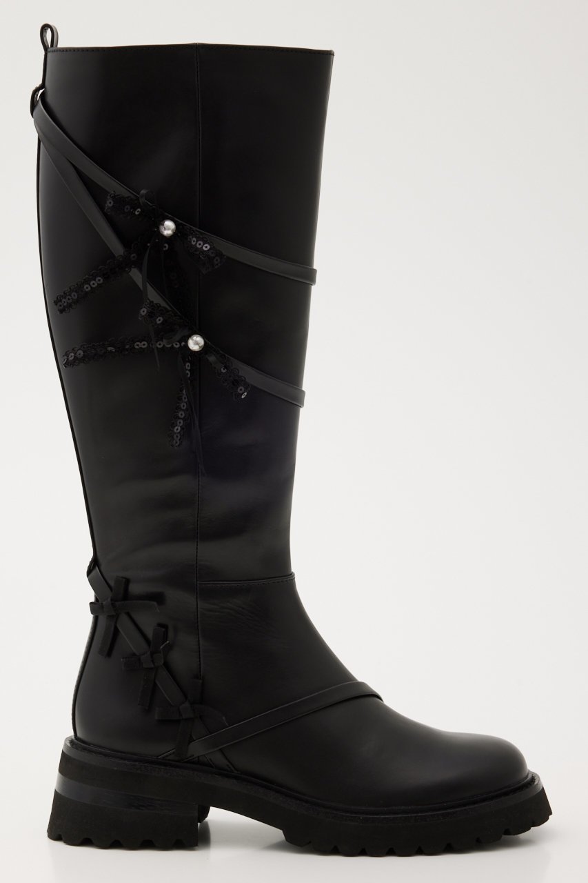 【スタッカート/STACCATO】のミラノリボンロングブーツ 人気、トレンドファッション・服の通販 founy(ファニー) 　ファッション　Fashion　レディースファッション　Fashion for Women　スパンコール　Sequins, Sequin Embellishment　トリプル　Triple, Three Layers　パール　Pearl, Pearl Accent　リボン　Ribbon, Bow　ロング　Long, Long-Length　other-4|ID: prp329100004812845 ipo3291000000034940236