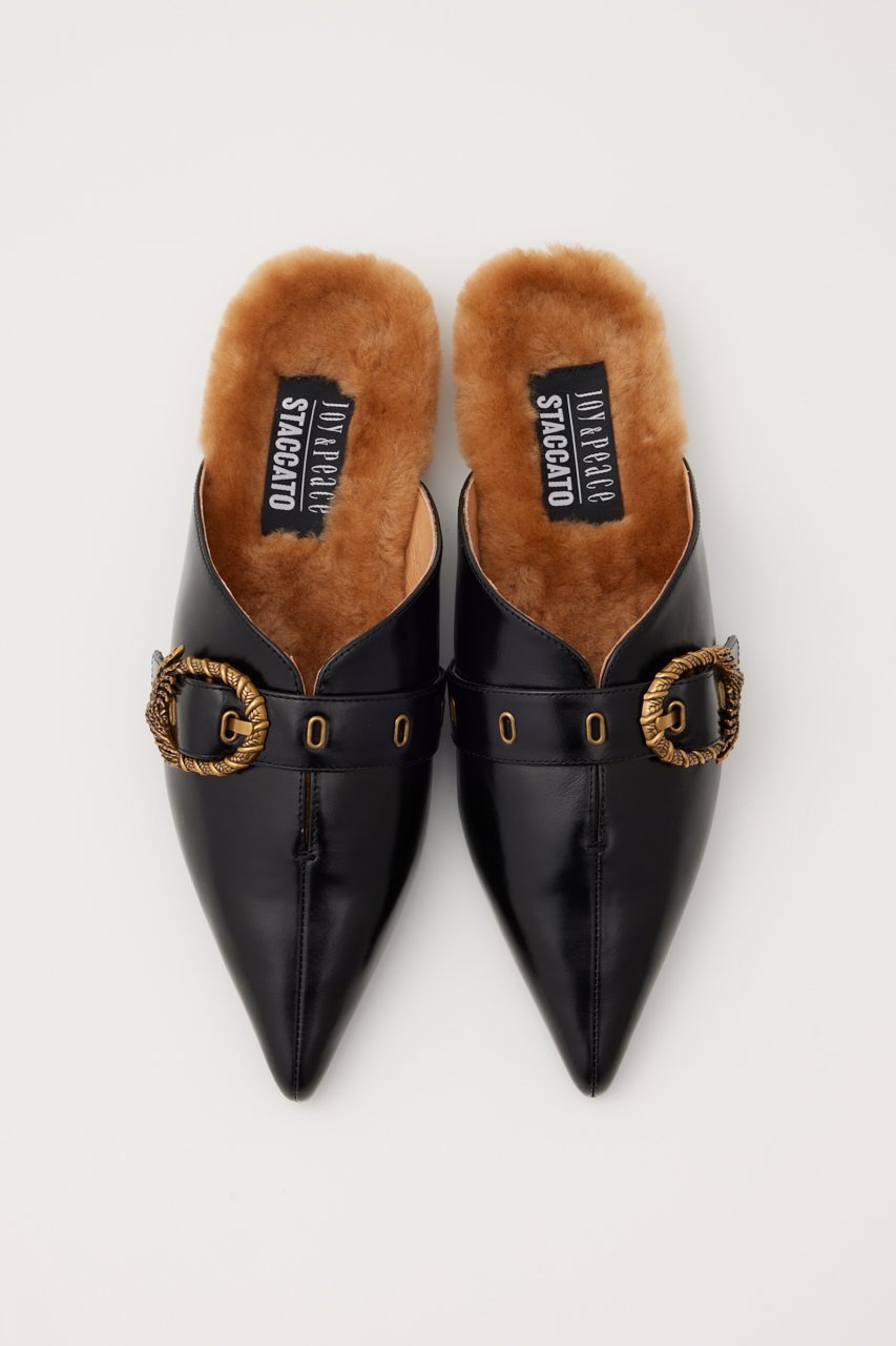 【スタッカート/STACCATO】のチェスターシアリングミュール インテリア・キッズ・メンズ・レディースファッション・服の通販 founy(ファニー) 　ファッション　Fashion　レディースファッション　Fashion for Women　おすすめ　Recommended / Our Picks　クラシック　Classic, Timeless Style　シューズ　Shoes, Footwear　スリッパ　Slippers, Room Shoes　フォルム　Silhouette, Form　フラット　Flat, Flat Shoes　リーフ　Leaf, Botanical Leaf　ワイド　Wide, Wide Fit　ヴィンテージ　Vintage Style　秋　Autumn　ブラック|ID: prp329100004812849 ipo3291000000034940274