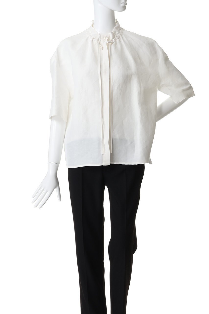 【ジル サンダー/JIL SANDER】の【JIL SANDER+】リラックスフィット ショートスリーブ リネンシャツ 人気、トレンドファッション・服の通販 founy(ファニー) 　ファッション　Fashion　レディースファッション　Fashion for Women　トップス・カットソー　Cut & Sew Tops　シャツ・ブラウス・オフィスカジュアル　Elegant Blouses & Button-Ups　2026年　2026　ショート　Short, Short Length　シンプル　Simple, Minimal　スリーブ　Sleeve, Long Sleeve / Short Sleeve　フィット　Fit, Slim Fit　リネン　Linen, Linen Fabric　リボン　Ribbon, Bow　リラックス　Relax, Relaxed Fit　夏　Summer　春　Spring　S/S・春夏　SS, Spring/Summer, Warm Season　other-2|ID: prp329100004813685 ipo3291000000034951743