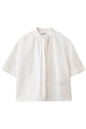 【ジル サンダー/JIL SANDER】の【JIL SANDER+】リラックスフィット ショートスリーブ リネンシャツ 人気、トレンドファッション・服の通販 founy(ファニー) ファッション Fashion レディースファッション Fashion for Women トップス・カットソー Cut & Sew Tops シャツ・ブラウス・オフィスカジュアル Elegant Blouses & Button-Ups 2026年 2026 ショート Short, Short Length シンプル Simple, Minimal スリーブ Sleeve, Long Sleeve / Short Sleeve フィット Fit, Slim Fit リネン Linen, Linen Fabric リボン Ribbon, Bow リラックス Relax, Relaxed Fit 夏 Summer 春 Spring S/S・春夏 SS, Spring/Summer, Warm Season |ID:prp329100004813685