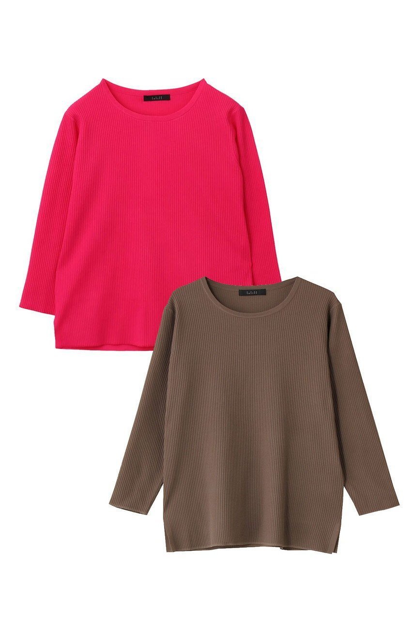 【レリル/lelill】の【limited set item】ハイテクリブニット 8分袖 2セット インテリア・キッズ・メンズ・レディースファッション・服の通販 founy(ファニー) 　ファッション　Fashion　レディースファッション　Fashion for Women　トップス・カットソー　Cut & Sew Tops　ニット　Knit Tops & Sweaters　カジュアルプルオーバー・ニットトップス　Pullovers & Knit Tops / Casual Pullovers　リブニット　Rib Knit, Ribbed Knit　人気　Popular, Best Seller　夏　Summer　新作・新入荷　New Arrivals / New In　春　Spring　S/S・春夏　SS, Spring/Summer, Warm Season　洗える　Machine Washable　ピンク×ブラウン|ID: prp329100004813695 ipo3291000000034951816
