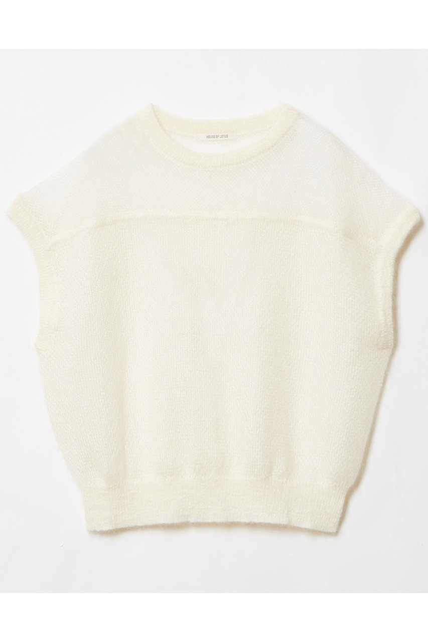 【ハウス オブ ロータス/HOUSE OF LOTUS】のモヘヤニットノースリーブ インテリア・キッズ・メンズ・レディースファッション・服の通販 founy(ファニー) 　ファッション　Fashion　レディースファッション　Fashion for Women　トップス・カットソー　Cut & Sew Tops　ニット　Knit Tops & Sweaters　キャミソール&ノースリーブ　Camisoles & Sleeveless Tops　カジュアルプルオーバー・ニットトップス　Pullovers & Knit Tops / Casual Pullovers　なめらか　Smooth, Silky Texture　ノースリーブ　Sleeveless, No-Sleeve　ラグジュアリー　Luxury, Elegant　日本製　Made In Japan　秋　Autumn　オフホワイト|ID: prp329100004813716 ipo3291000000034952059