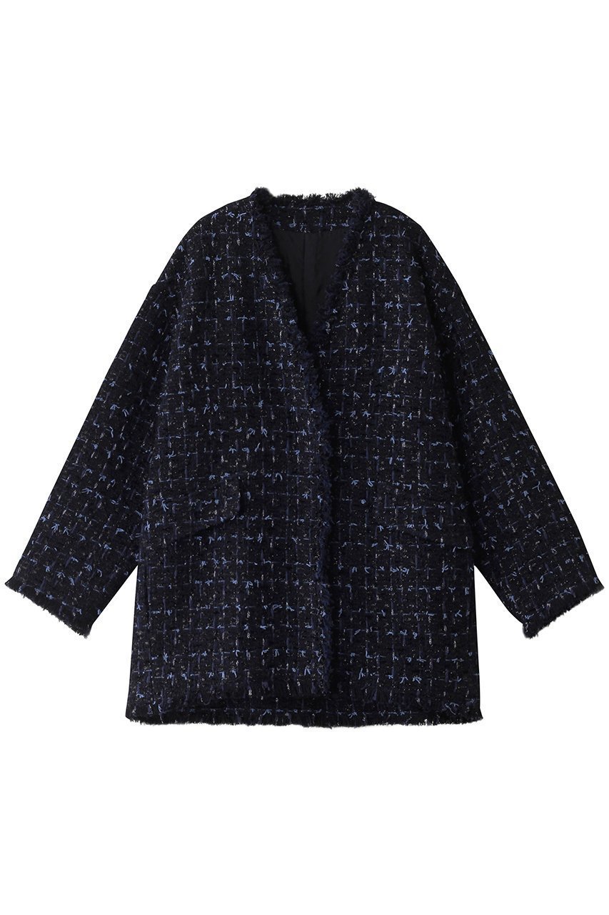 【ハウス オブ ロータス/HOUSE OF LOTUS】のLINTONVカラーバレルジャケット インテリア・キッズ・メンズ・レディースファッション・服の通販 founy(ファニー) 　ファッション　Fashion　レディースファッション　Fashion for Women　アウター　Coat / Outerwear Collection　レディースジャケット・軽アウター　Jackets　カッティング　Cutting Detail　カーディガン　Cardigan, Knitwear　ジャケット　Jacket, Outerwear　ツイード　Twill, Twill Weave　トレンド　Trend, Trending Now　フォルム　Silhouette, Form　ネイビー|ID: prp329100004813720 ipo3291000000034952130