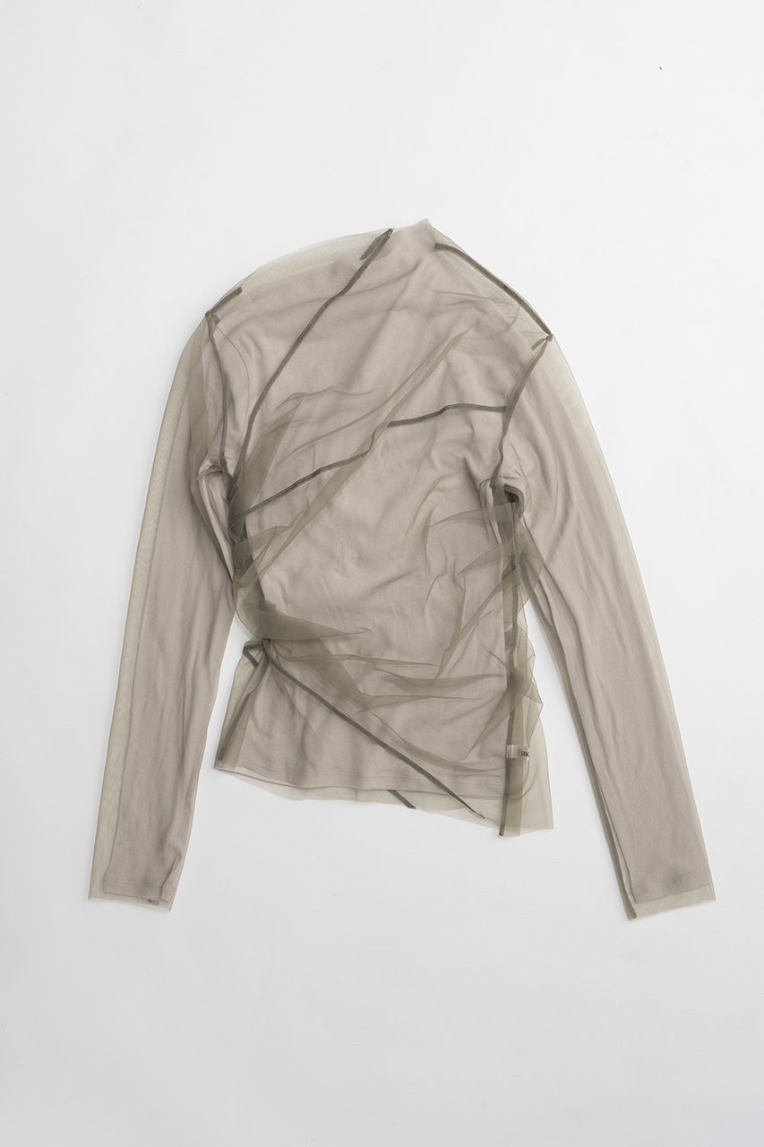 【プランク プロジェクト/PRANK PROJECT】のチュールレイヤードドレープトップ インテリア・キッズ・メンズ・レディースファッション・服の通販 founy(ファニー) 　ファッション　Fashion　レディースファッション　Fashion for Women　トップス・カットソー　Cut & Sew Tops　シャツ・ブラウス・オフィスカジュアル　Elegant Blouses & Button-Ups　ロングTシャツ・Tシャツ　Longline T-Shirts & Tees　カットソー・ベーシックTシャツ　Cut-and-Sewn Tops / Stretch Tees & Basics　インナー　Innerwear　春　Spring　シアー　Sheer, See-Through　スリーブ　Sleeve, Long Sleeve / Short Sleeve　テレコ　Ribbed, Rib Stitch　ドレープ　Drape, Draping Fabric　バランス　Balance, Style Balance　フェミニン　Feminine, Girly　フォルム　Silhouette, Form　ボトム　Bottoms, Lower Wear　ロング　Long, Long-Length　S/S・春夏　SS, Spring/Summer, Warm Season　おすすめ　Recommended / Our Picks　夏　Summer　2026年　2026　KHK(カーキ)|ID: prp329100004813743 ipo3291000000034956925