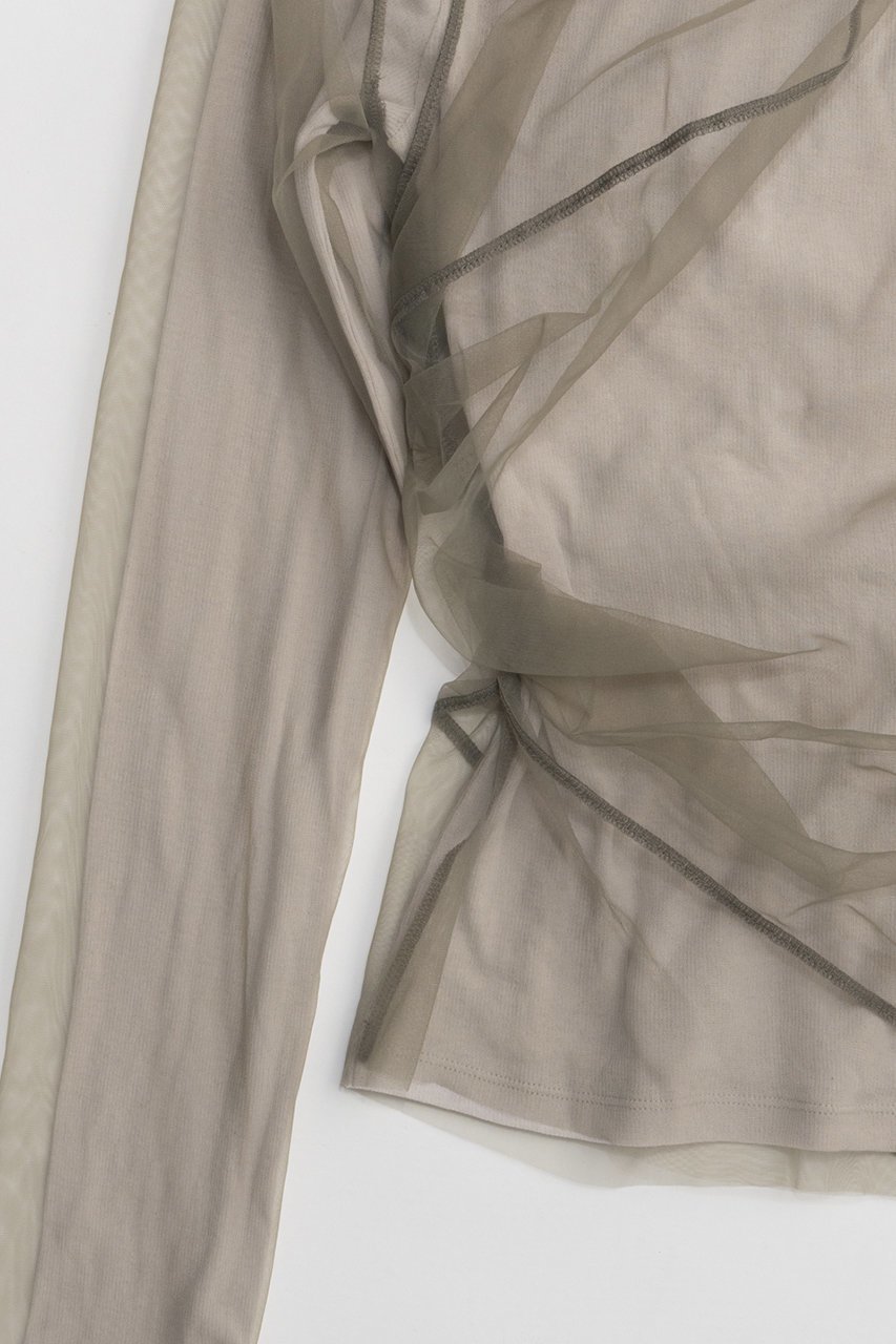 【プランク プロジェクト/PRANK PROJECT】のチュールレイヤードドレープトップ 人気、トレンドファッション・服の通販 founy(ファニー) 　ファッション　Fashion　レディースファッション　Fashion for Women　トップス・カットソー　Cut & Sew Tops　シャツ・ブラウス・オフィスカジュアル　Elegant Blouses & Button-Ups　ロングTシャツ・Tシャツ　Longline T-Shirts & Tees　カットソー・ベーシックTシャツ　Cut-and-Sewn Tops / Stretch Tees & Basics　インナー　Innerwear　春　Spring　シアー　Sheer, See-Through　スリーブ　Sleeve, Long Sleeve / Short Sleeve　テレコ　Ribbed, Rib Stitch　ドレープ　Drape, Draping Fabric　バランス　Balance, Style Balance　フェミニン　Feminine, Girly　フォルム　Silhouette, Form　ボトム　Bottoms, Lower Wear　ロング　Long, Long-Length　S/S・春夏　SS, Spring/Summer, Warm Season　おすすめ　Recommended / Our Picks　夏　Summer　2026年　2026　other-3|ID: prp329100004813743 ipo3291000000034956927