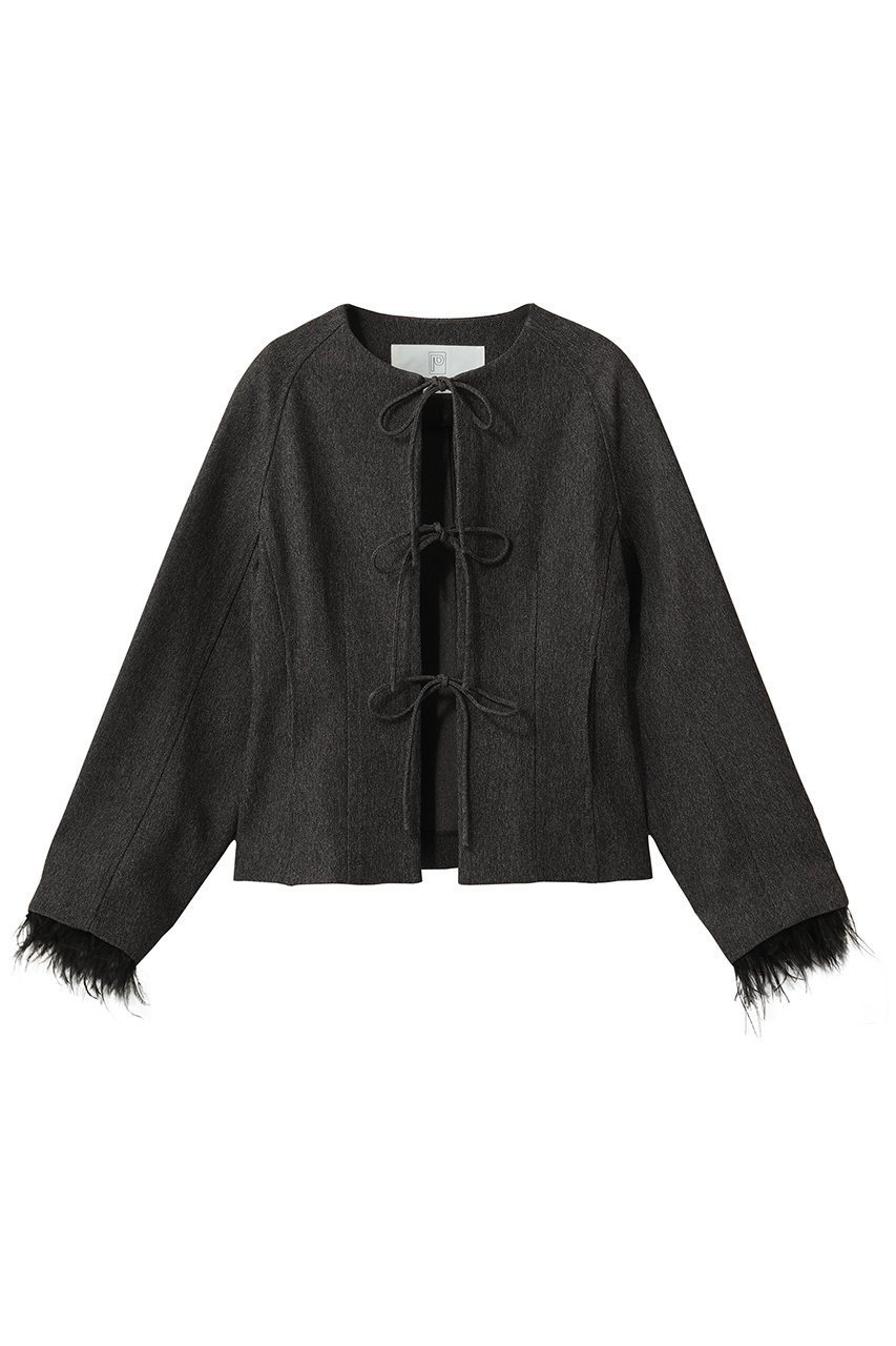 【プランク プロジェクト/PRANK PROJECT】のフェザートリムジャケット インテリア・キッズ・メンズ・レディースファッション・服の通販 founy(ファニー) 　ファッション　Fashion　レディースファッション　Fashion for Women　アウター　Coat / Outerwear Collection　レディースジャケット・軽アウター　Jackets　グラス　Glass, Eyewear　ショルダー　Shoulder, Shoulder Strap　ジャケット　Jacket, Outerwear　トリプル　Triple, Three Layers　フェザー　Feather, Feather Detail　フォルム　Silhouette, Form　リボン　Ribbon, Bow　エレガント 上品　Elegant　GRY(グレー)|ID: prp329100004813746 ipo3291000000036950394