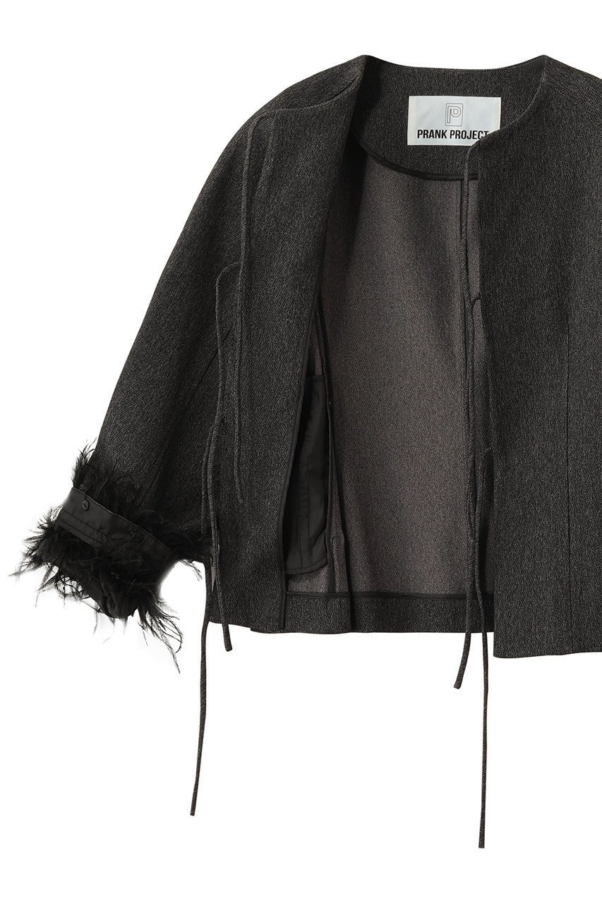 【プランク プロジェクト/PRANK PROJECT】のフェザートリムジャケット 人気、トレンドファッション・服の通販 founy(ファニー) 　ファッション　Fashion　レディースファッション　Fashion for Women　アウター　Coat / Outerwear Collection　レディースジャケット・軽アウター　Jackets　グラス　Glass, Eyewear　ショルダー　Shoulder, Shoulder Strap　ジャケット　Jacket, Outerwear　トリプル　Triple, Three Layers　フェザー　Feather, Feather Detail　フォルム　Silhouette, Form　リボン　Ribbon, Bow　エレガント 上品　Elegant　other-7|ID: prp329100004813746 ipo3291000000036950410