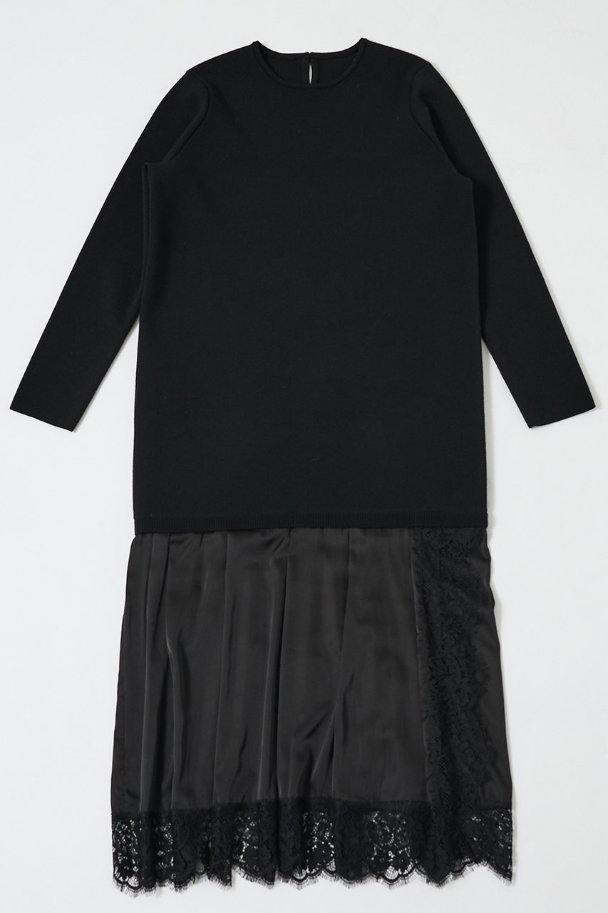 【デザイン ワークス/DESIGN WORKS】のヘムレースニットドッキングドレス インテリア・キッズ・メンズ・レディースファッション・服の通販 founy(ファニー) ファッション Fashion レディースファッション Fashion for Women ワンピース Dresses フォーマル・パーティードレス・結婚式用ドレス Elegant & Casual Dresses チュニック Tunic Tops & Dresses サテン Satin, Glossy Fabric シンプル Simple, Minimal チュニック Tunic, Long Top トリミング Trimming, Decorative Edge ドレス Dress, One-Piece バランス Balance, Style Balance レース Lace, Lace Fabric ロング Long, Long-Length エレガント 上品 Elegant 年末年始 Year-end and New Year Holidays ブラック|ID: prp329100004814614 ipo3291000000036016436