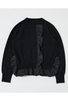 【デザイン ワークス/DESIGN WORKS】のタフタフリルニットカーディガン ブラック|ID: prp329100004814615 ipo3291000000036016445