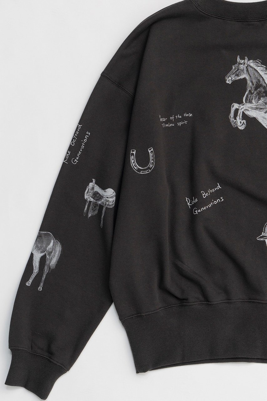【メゾンスペシャル/MAISON SPECIAL】のDrawing Horse Sweatshirt/ドローイングホーススウェット 人気、トレンドファッション・服の通販 founy(ファニー) 　ファッション　Fashion　レディースファッション　Fashion for Women　トップス・カットソー　Cut & Sew Tops　シャツ・ブラウス・オフィスカジュアル　Elegant Blouses & Button-Ups　レディースパーカー・カジュアルフーディー　Casual Hoodies & Sweatshirts　ロングTシャツ・Tシャツ　Longline T-Shirts & Tees　スウェット・クルーネックトップス　Sweatshirts & Crewnecks / Relaxed Fit Sweat Tops　カットソー・ベーシックTシャツ　Cut-and-Sewn Tops / Stretch Tees & Basics　イラスト　Illustration　デニム　Denim, Jeans Material　バランス　Balance, Style Balance　ロング　Long, Long-Length　ワイド　Wide, Wide Fit　手描き　Hand-Drawn, Illustrated　other-8|ID: prp329100004814636 ipo3291000000035783013