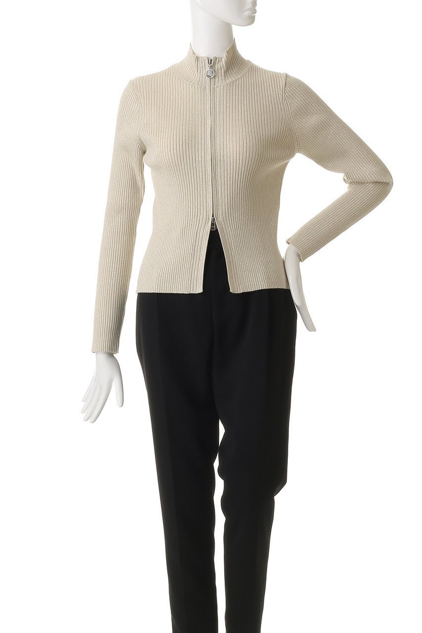 【ランバン オン ブルー/LANVIN en Bleu】のラメジップアップリブニット 人気、トレンドファッション・服の通販 founy(ファニー) 　ファッション　Fashion　レディースファッション　Fashion for Women　トップス・カットソー　Cut & Sew Tops　ニット　Knit Tops & Sweaters　カジュアルプルオーバー・ニットトップス　Pullovers & Knit Tops / Casual Pullovers　2026年　2026　コンパクト　Compact, Small Size　ジップアップ　Zip-Up, Full Zip　スポーティ　Sporty, Casual Athletic　スリーブ　Sleeve, Long Sleeve / Short Sleeve　フィット　Fit, Slim Fit　リブニット　Rib Knit, Ribbed Knit　ロング　Long, Long-Length　夏　Summer　春　Spring　S/S・春夏　SS, Spring/Summer, Warm Season　other-2|ID: prp329100004814652 ipo3291000000034968797