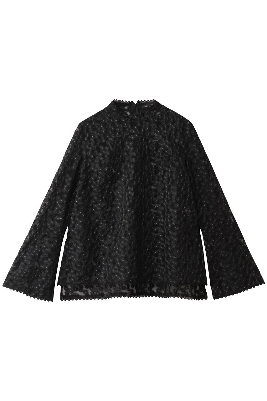 【ランバン オン ブルー/LANVIN en Bleu】のフラワーチュールブラウス インテリア・キッズ・メンズ・レディースファッション・服の通販 founy(ファニー) 　ファッション　Fashion　レディースファッション　Fashion for Women　トップス・カットソー　Cut & Sew Tops　シャツ・ブラウス・オフィスカジュアル　Elegant Blouses & Button-Ups　2026年　2026　シアー　Sheer, See-Through　スリーブ　Sleeve, Long Sleeve / Short Sleeve　チュール　Tulip, Tulip Motif　フェミニン　Feminine, Girly　フラワー　Flower, Floral　フレア　Flare, Flared　ロング　Long, Long-Length　夏　Summer　春　Spring　S/S・春夏　SS, Spring/Summer, Warm Season　ブラック|ID: prp329100004814656 ipo3291000000034968866