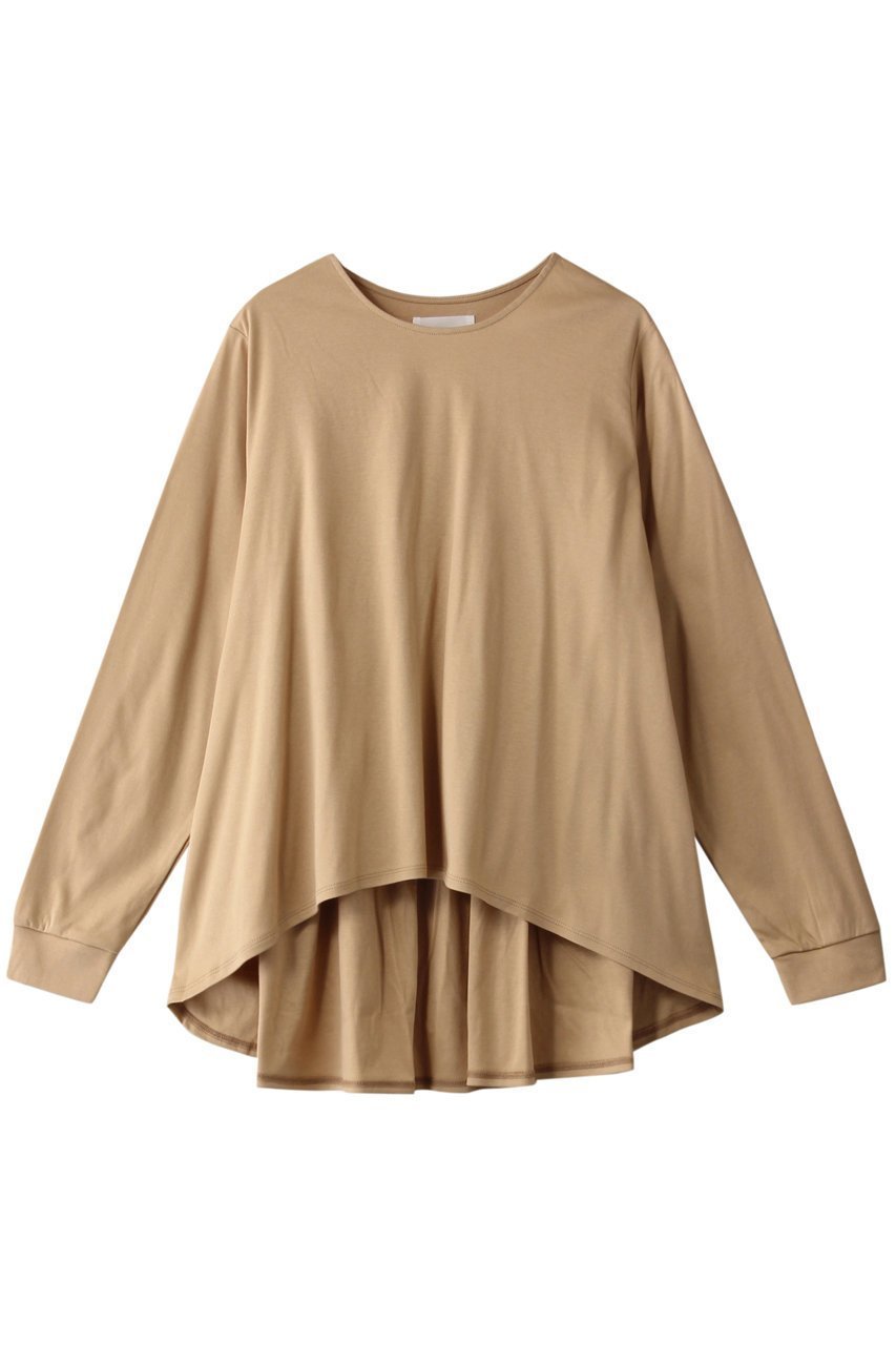 【ミディウミソリッド/MIDIUMISOLID】のcrew neck A line PO/プルオーバー インテリア・キッズ・メンズ・レディースファッション・服の通販 founy(ファニー) 　ファッション　Fashion　レディースファッション　Fashion for Women　トップス・カットソー　Cut & Sew Tops　シャツ・ブラウス・オフィスカジュアル　Elegant Blouses & Button-Ups　ロングTシャツ・Tシャツ　Longline T-Shirts & Tees　カジュアルプルオーバー・ニットトップス　Pullovers & Knit Tops / Casual Pullovers　カットソー・ベーシックTシャツ　Cut-and-Sewn Tops / Stretch Tees & Basics　ギャザー　Gathered, Ruffled　スリーブ　Sleeve, Long Sleeve / Short Sleeve　フレア　Flare, Flared　ロング　Long, Long-Length　長袖　Long Sleeve, Full Sleeve　ベージュ|ID: prp329100004814686 ipo3291000000034969325