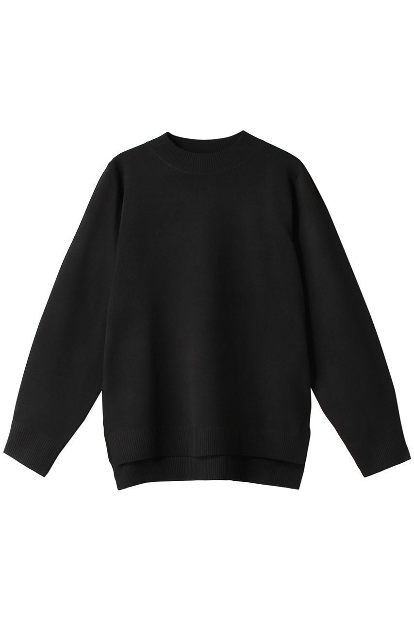 【ミディウミソリッド/MIDIUMISOLID】のmock neck PO プルオーバー インテリア・キッズ・メンズ・レディースファッション・服の通販 founy(ファニー) 　ファッション　Fashion　レディースファッション　Fashion for Women　トップス・カットソー　Cut & Sew Tops　ニット　Knit Tops & Sweaters　カジュアルプルオーバー・ニットトップス　Pullovers & Knit Tops / Casual Pullovers　シンプル　Simple, Minimal　スリット　Slit, Slit Detail　ブラック|ID: prp329100004814705 ipo3291000000034969666