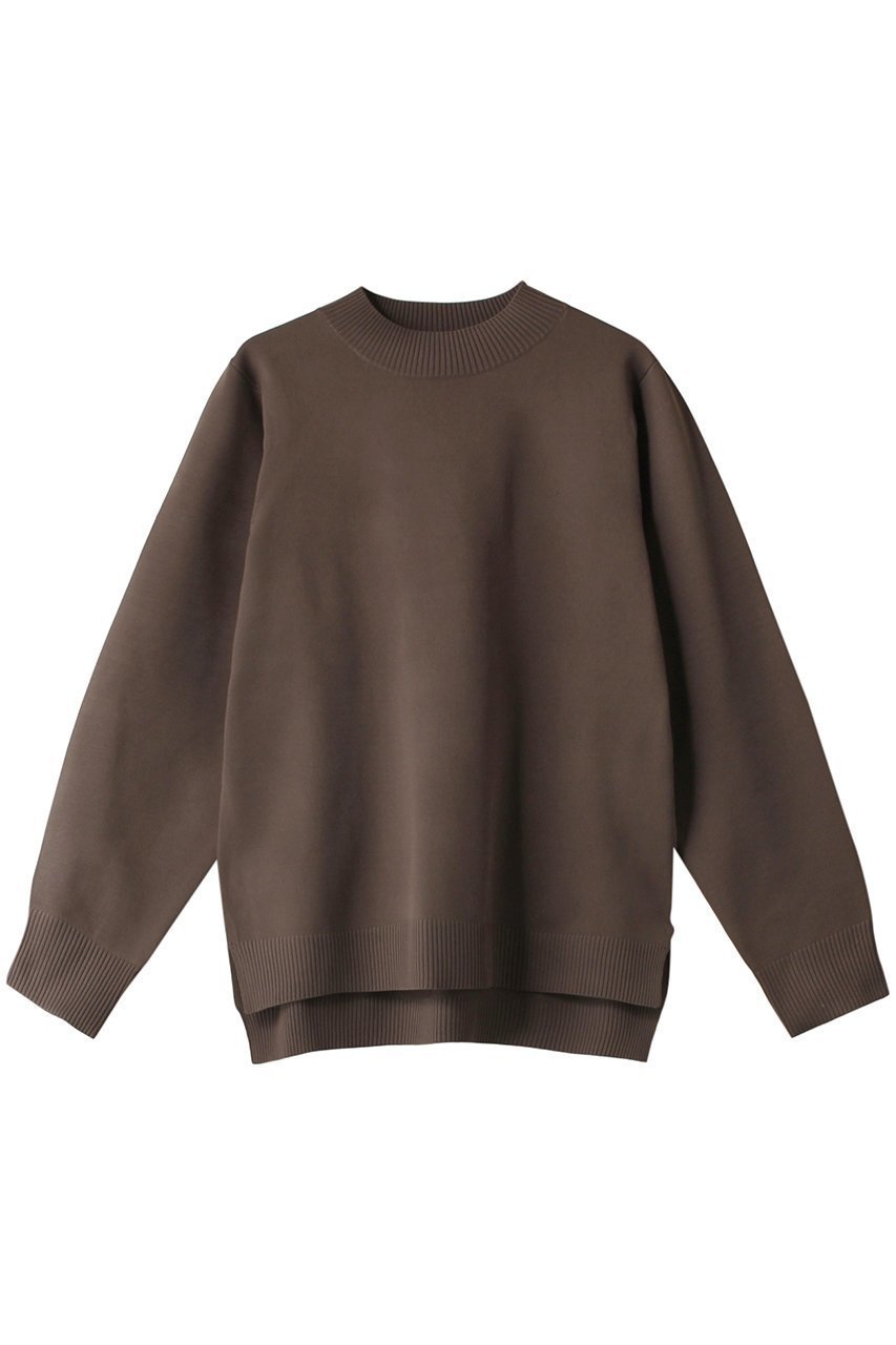 【ミディウミソリッド/MIDIUMISOLID】のmock neck PO プルオーバー インテリア・キッズ・メンズ・レディースファッション・服の通販 founy(ファニー) 　ファッション　Fashion　レディースファッション　Fashion for Women　トップス・カットソー　Cut & Sew Tops　ニット　Knit Tops & Sweaters　カジュアルプルオーバー・ニットトップス　Pullovers & Knit Tops / Casual Pullovers　シンプル　Simple, Minimal　スリット　Slit, Slit Detail　ブラウン|ID: prp329100004814705 ipo3291000000035783105