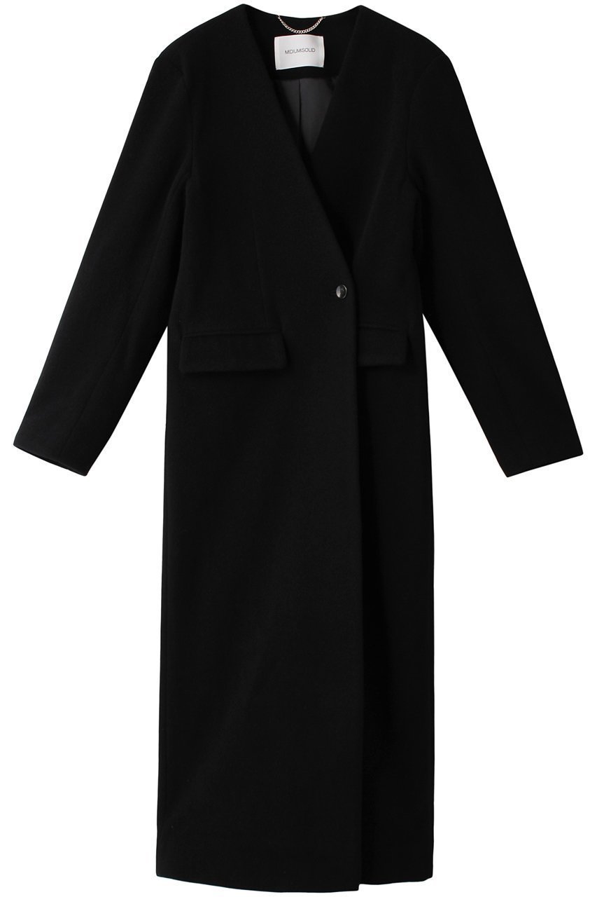 【ミディウミソリッド/MIDIUMISOLID】のノーカラーロングコート インテリア・キッズ・メンズ・レディースファッション・服の通販 founy(ファニー) ファッション Fashion レディースファッション Fashion for Women アウター Coat / Outerwear Collection コート・ロングコート・ピーコート Long Coats, Peacoats & More シェイプ Shape, Slim Fit シンプル Simple, Minimal ロング Long, Long-Length エレガント 上品 Elegant ブラック|ID: prp329100004814709 ipo3291000000034969704