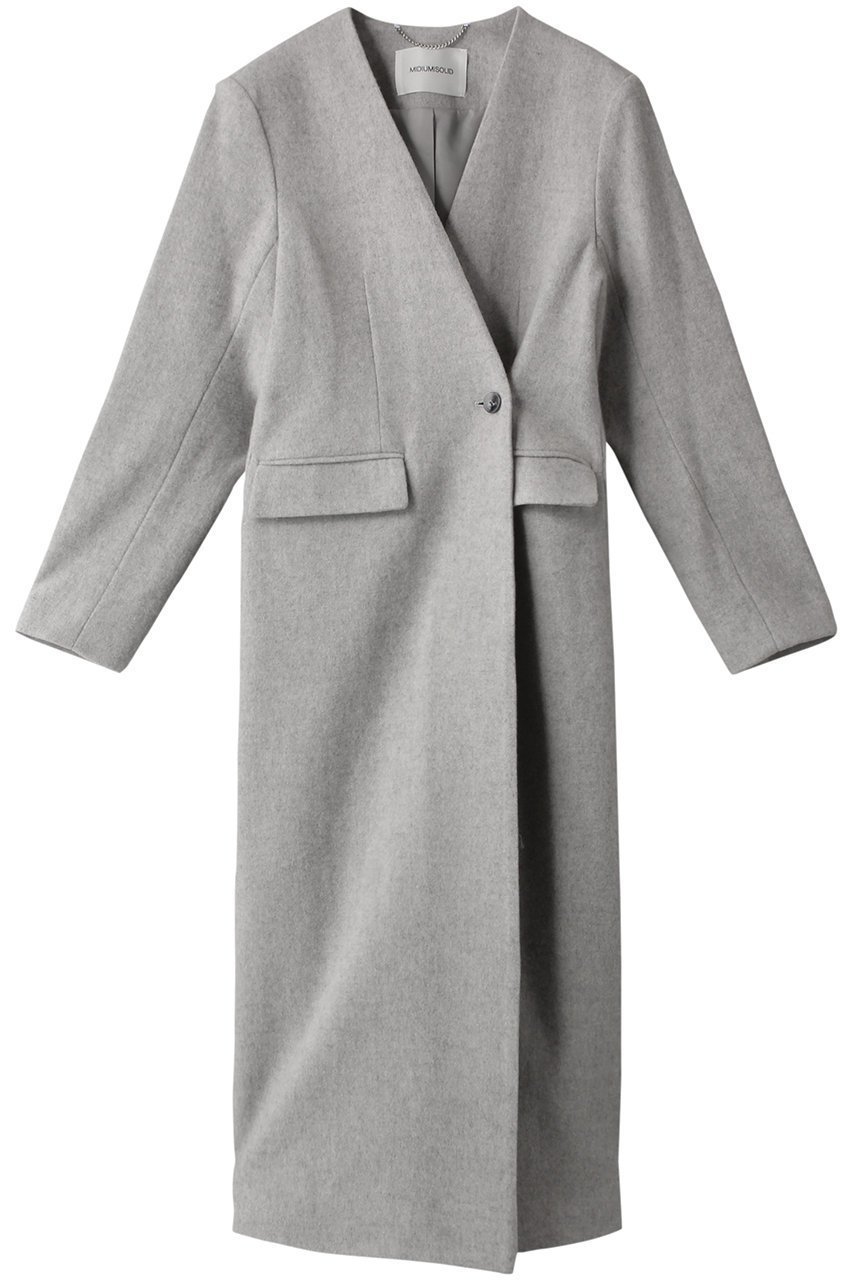 【ミディウミソリッド/MIDIUMISOLID】のノーカラーロングコート インテリア・キッズ・メンズ・レディースファッション・服の通販 founy(ファニー) ファッション Fashion レディースファッション Fashion for Women アウター Coat / Outerwear Collection コート・ロングコート・ピーコート Long Coats, Peacoats & More シェイプ Shape, Slim Fit シンプル Simple, Minimal ロング Long, Long-Length エレガント 上品 Elegant ライトグレー|ID: prp329100004814709 ipo3291000000034969705