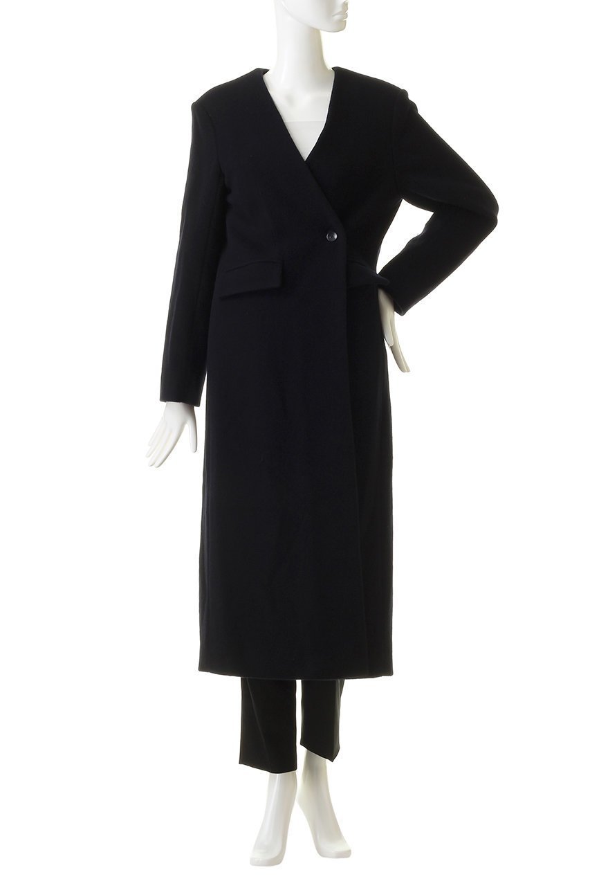 【ミディウミソリッド/MIDIUMISOLID】のノーカラーロングコート 人気、トレンドファッション・服の通販 founy(ファニー) 　ファッション　Fashion　レディースファッション　Fashion for Women　アウター　Coat / Outerwear Collection　コート・ロングコート・ピーコート　Long Coats, Peacoats & More　シェイプ　Shape, Slim Fit　シンプル　Simple, Minimal　ロング　Long, Long-Length　エレガント 上品　Elegant　other-2|ID: prp329100004814709 ipo3291000000035361177