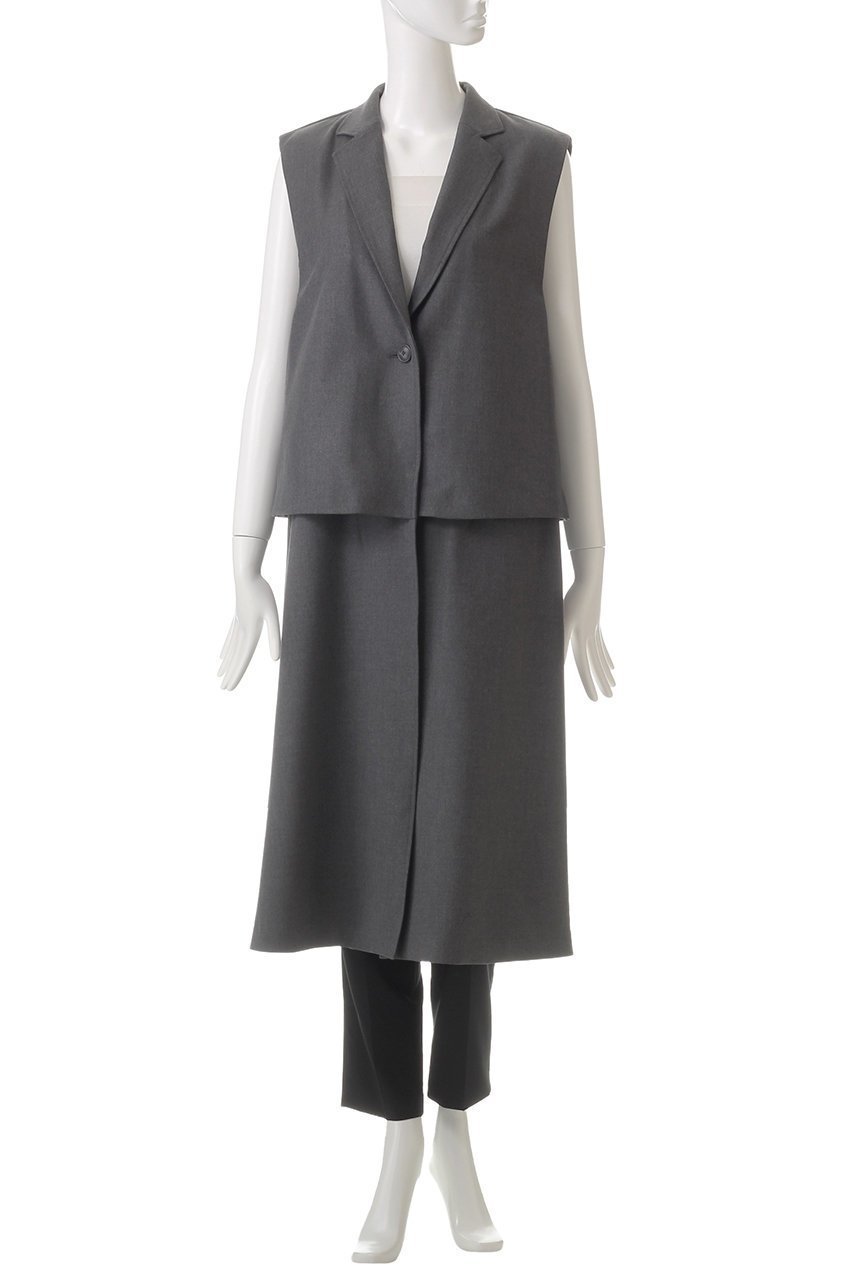 【ミディウミソリッド/MIDIUMISOLID】のlayered long gilet.M ジレ 人気、トレンドファッション・服の通販 founy(ファニー) 　ファッション　Fashion　レディースファッション　Fashion for Women　アウター　Coat / Outerwear Collection　レディースジャケット・軽アウター　Jackets　オケージョン　Occasion Wear　ジャケット　Jacket, Outerwear　ベスト　Vest, Waistcoat　マキシ　Maxi, Full Length　マニッシュ　Mannish, Boyish　ロング　Long, Long-Length　エレガント 上品　Elegant　other-2|ID: prp329100004814717 ipo3291000000034969914