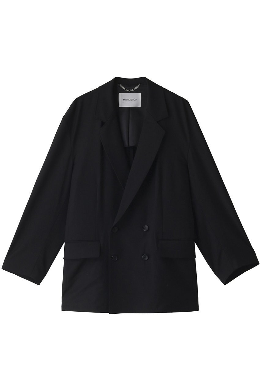 【ミディウミソリッド/MIDIUMISOLID】のテーラードダブルブレストジャケット インテリア・キッズ・メンズ・レディースファッション・服の通販 founy(ファニー) 　ファッション　Fashion　レディースファッション　Fashion for Women　アウター　Coat / Outerwear Collection　レディースジャケット・軽アウター　Jackets　おすすめ　Recommended / Our Picks　ジャケット　Jacket, Outerwear　ストレッチ　Stretch, Stretchy Fabric　セットアップ　Set-Up, Coordinated Outfit　ダブル　Double, Double-Breasted　エレガント 上品　Elegant　ブラック|ID: prp329100004814731 ipo3291000000035944276