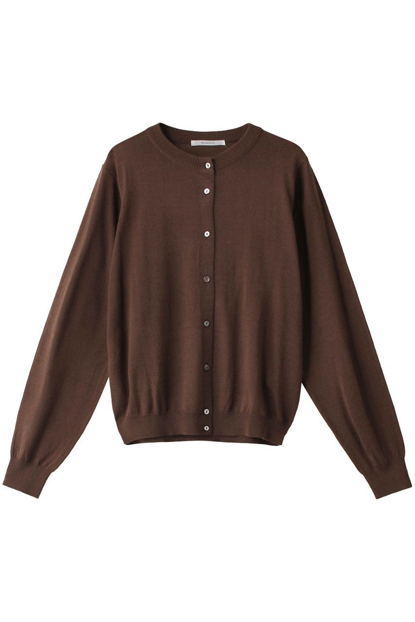 【ミディウミソリッド/MIDIUMISOLID】のコンパクトニットカーディガン インテリア・キッズ・メンズ・レディースファッション・服の通販 founy(ファニー) 　ファッション　Fashion　レディースファッション　Fashion for Women　トップス・カットソー　Cut & Sew Tops　ニット　Knit Tops & Sweaters　カーディガン・羽織り　Layered Style Cardigans　おすすめ　Recommended / Our Picks　カーディガン　Cardigan, Knitwear　シアー　Sheer, See-Through　シンプル　Simple, Minimal　ブラウン|ID: prp329100004814747 ipo3291000000034970375