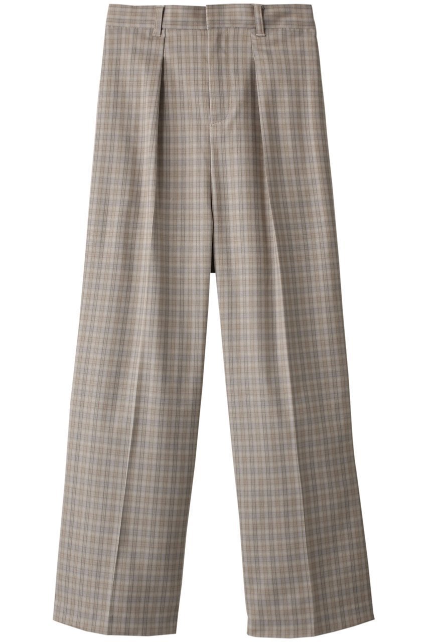 【ミディウミソリッド/MIDIUMISOLID】のセンタープレスストレートパンツ(チェック) インテリア・キッズ・メンズ・レディースファッション・服の通販 founy(ファニー) 　ファッション　Fashion　レディースファッション　Fashion for Women　パンツ　Pants & Trousers　なめらか　Smooth, Silky Texture　ストレート　Straight, Straight Cut　チェック　Check, Plaid, Tartan　ロング　Long, Long-Length　エレガント 上品　Elegant　人気　Popular, Best Seller　ベージュ|ID: prp329100004814757 ipo3291000000035883229