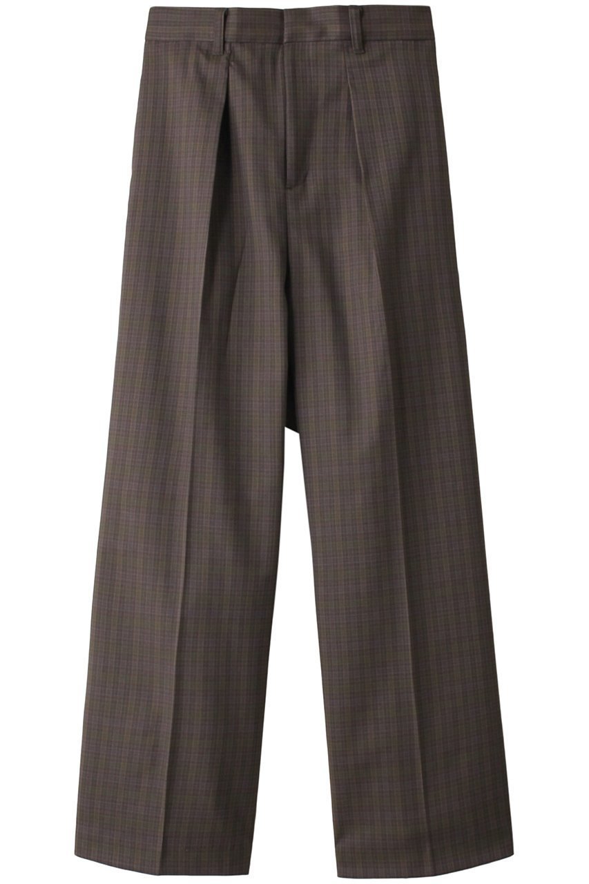 【ミディウミソリッド/MIDIUMISOLID】のセンタープレスストレートパンツ(チェック) インテリア・キッズ・メンズ・レディースファッション・服の通販 founy(ファニー) 　ファッション　Fashion　レディースファッション　Fashion for Women　パンツ　Pants & Trousers　なめらか　Smooth, Silky Texture　ストレート　Straight, Straight Cut　チェック　Check, Plaid, Tartan　ロング　Long, Long-Length　エレガント 上品　Elegant　人気　Popular, Best Seller　ブラウン|ID: prp329100004814757 ipo3291000000035883230