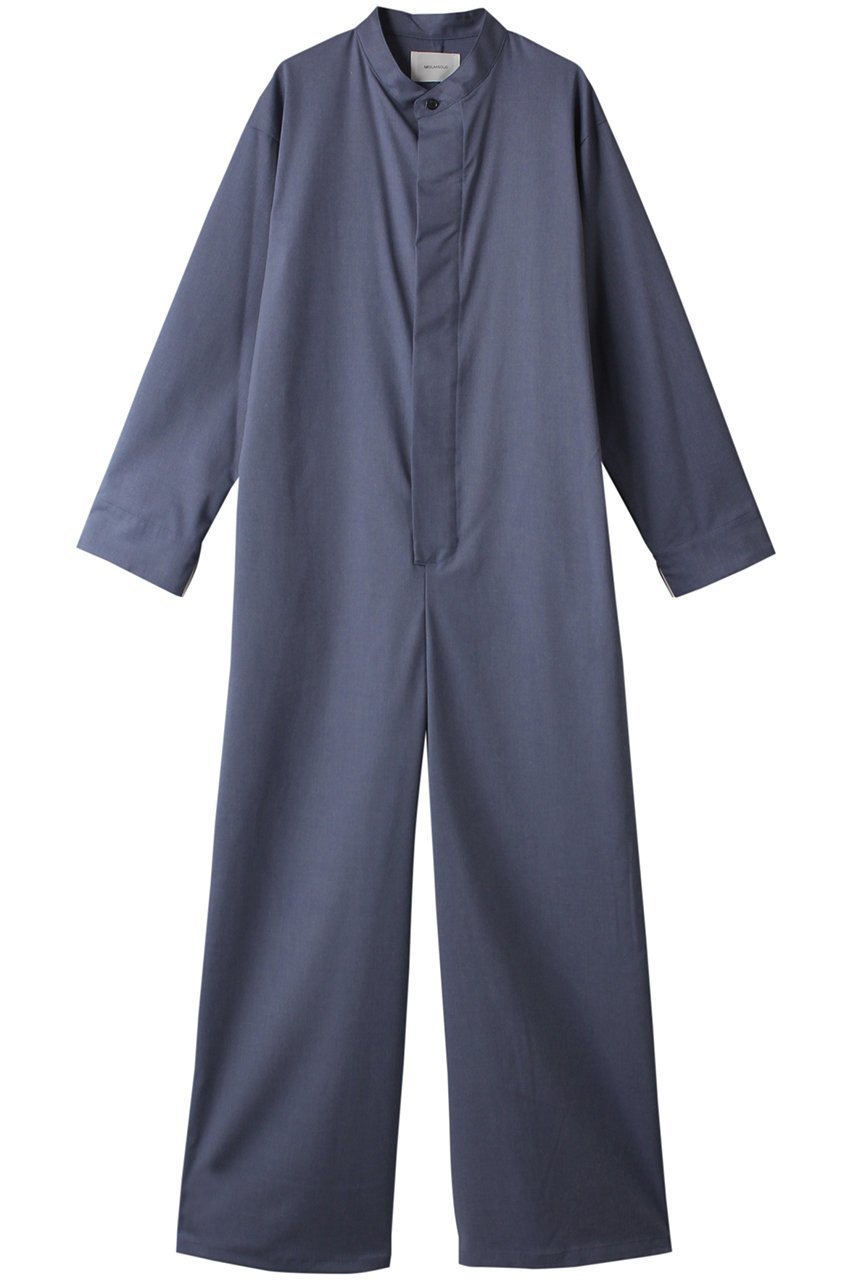 【ミディウミソリッド/MIDIUMISOLID】のno collar jumpsuit ジャンプスーツ インテリア・キッズ・メンズ・レディースファッション・服の通販 founy(ファニー) 　ファッション　Fashion　レディースファッション　Fashion for Women　パンツ　Pants & Trousers　シンプル　Simple, Minimal　スリーブ　Sleeve, Long Sleeve / Short Sleeve　スーツ　Suit, Formalwear　ロング　Long, Long-Length　ネイビー|ID: prp329100004814758 ipo3291000000034970654