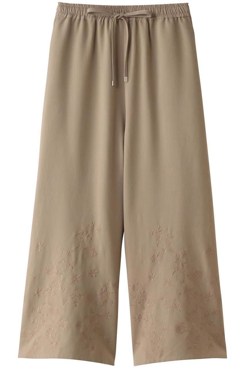 【ミディウミソリッド/MIDIUMISOLID】のエンブロイダリーイージーパンツ インテリア・キッズ・メンズ・レディースファッション・服の通販 founy(ファニー) 　ファッション　Fashion　レディースファッション　Fashion for Women　パンツ　Pants & Trousers　なめらか　Smooth, Silky Texture　トレンド　Trend, Trending Now　フォルム　Silhouette, Form　ボトム　Bottoms, Lower Wear　リボン　Ribbon, Bow　ルーズ　Loose, Oversized　ワイド　Wide, Wide Fit　ベージュ|ID: prp329100004814760 ipo3291000000034970675
