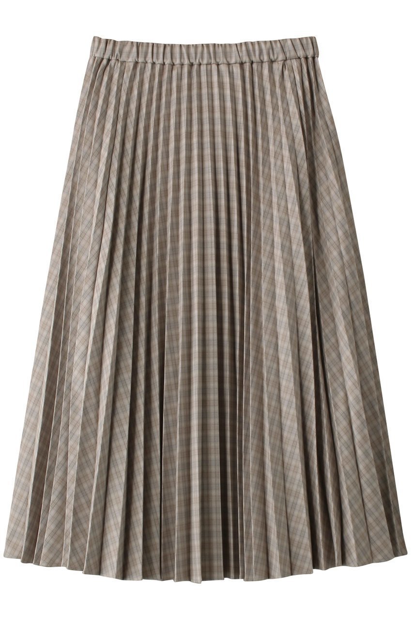 【ミディウミソリッド/MIDIUMISOLID】のプリーツスカート(チェック) インテリア・キッズ・メンズ・レディースファッション・服の通販 founy(ファニー) 　ファッション　Fashion　レディースファッション　Fashion for Women　スカート　Skirts　プリーツスカート / 上品フェミニンスタイル　Pleated Skirts　ロングスカート　Long Skirts / Maxi & Midi Skirts　おすすめ　Recommended / Our Picks　シンプル　Simple, Minimal　ジャケット　Jacket, Outerwear　セットアップ　Set-Up, Coordinated Outfit　チェック　Check, Plaid, Tartan　プリーツ　Pleats, Pleated　ロング　Long, Long-Length　無地　Plain, Solid Color　ベージュ|ID: prp329100004814772 ipo3291000000035783180