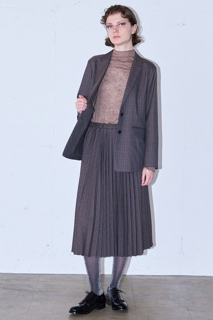 【ミディウミソリッド/MIDIUMISOLID】のプリーツスカート(チェック) 人気、トレンドファッション・服の通販 founy(ファニー) 　ファッション　Fashion　レディースファッション　Fashion for Women　スカート　Skirts　プリーツスカート / 上品フェミニンスタイル　Pleated Skirts　ロングスカート　Long Skirts / Maxi & Midi Skirts　おすすめ　Recommended / Our Picks　シンプル　Simple, Minimal　ジャケット　Jacket, Outerwear　セットアップ　Set-Up, Coordinated Outfit　チェック　Check, Plaid, Tartan　プリーツ　Pleats, Pleated　ロング　Long, Long-Length　無地　Plain, Solid Color　other-6|ID: prp329100004814772 ipo3291000000035783186