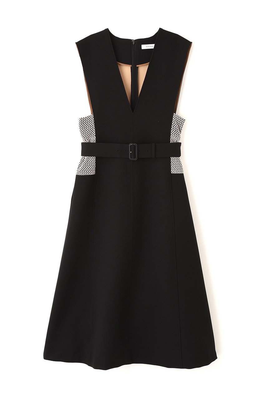 【アドーア/ADORE】のバイカラーボンディングワンピース インテリア・キッズ・メンズ・レディースファッション・服の通販 founy(ファニー) 　ファッション　Fashion　レディースファッション　Fashion for Women　ワンピース　Dresses　チュニック　Tunic Tops & Dresses　チュニック　Tunic, Long Top　フォルム　Silhouette, Form　ボンディング　Bonding, Bonded Fabric　メッシュ　Mesh, Net Fabric　ロング　Long, Long-Length　新作・新入荷　New Arrivals / New In　ブラック|ID: prp329100004815816 ipo3291000000034979198