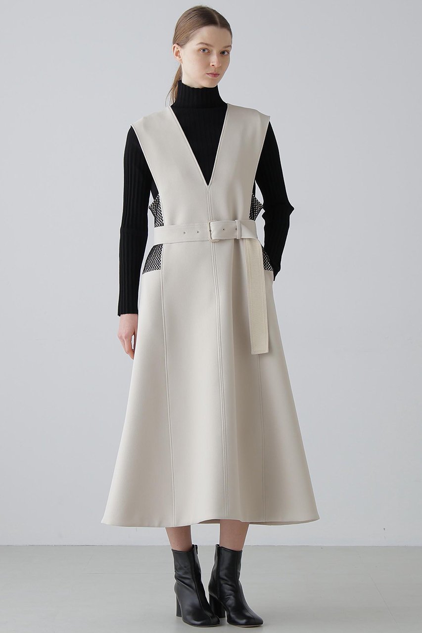 【アドーア/ADORE】のバイカラーボンディングワンピース 人気、トレンドファッション・服の通販 founy(ファニー) 　ファッション　Fashion　レディースファッション　Fashion for Women　ワンピース　Dresses　チュニック　Tunic Tops & Dresses　チュニック　Tunic, Long Top　フォルム　Silhouette, Form　ボンディング　Bonding, Bonded Fabric　メッシュ　Mesh, Net Fabric　ロング　Long, Long-Length　新作・新入荷　New Arrivals / New In　other-2|ID: prp329100004815816 ipo3291000000034979200