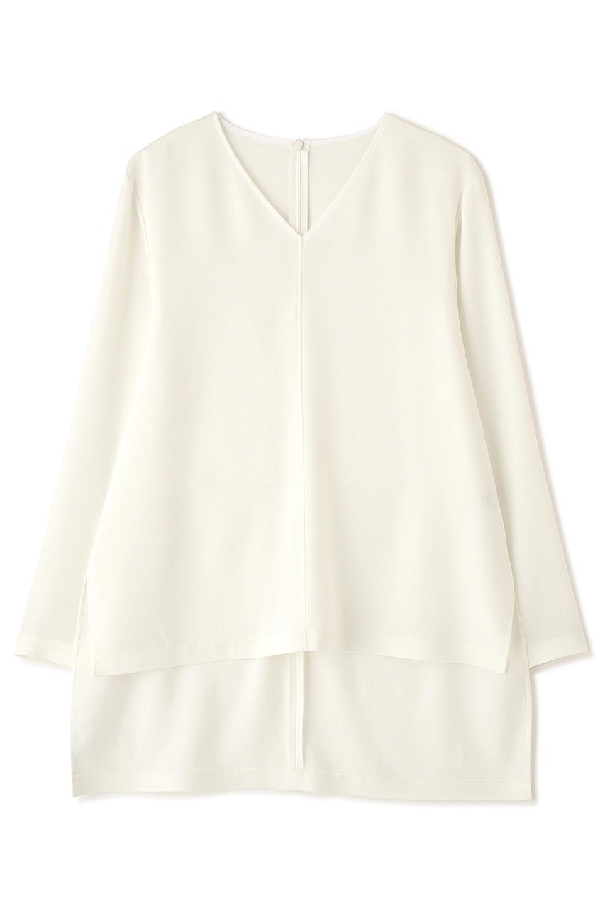 【アドーア/ADORE】のバックサテンジョーゼットVネック インテリア・キッズ・メンズ・レディースファッション・服の通販 founy(ファニー) 　ファッション　Fashion　レディースファッション　Fashion for Women　トップス・カットソー　Cut & Sew Tops　シャツ・ブラウス・オフィスカジュアル　Elegant Blouses & Button-Ups　Vネックトップス　V-Neck Tops / V-Cut Neckline Shirts　バッグ　Bags　サテン　Satin, Glossy Fabric　ジョーゼット　Georgette, Semi-Sheer Fabric　ストレッチ　Stretch, Stretchy Fabric　スリーブ　Sleeve, Long Sleeve / Short Sleeve　ロング　Long, Long-Length　新作・新入荷　New Arrivals / New In　ホワイト|ID: prp329100004815824 ipo3291000000034979264