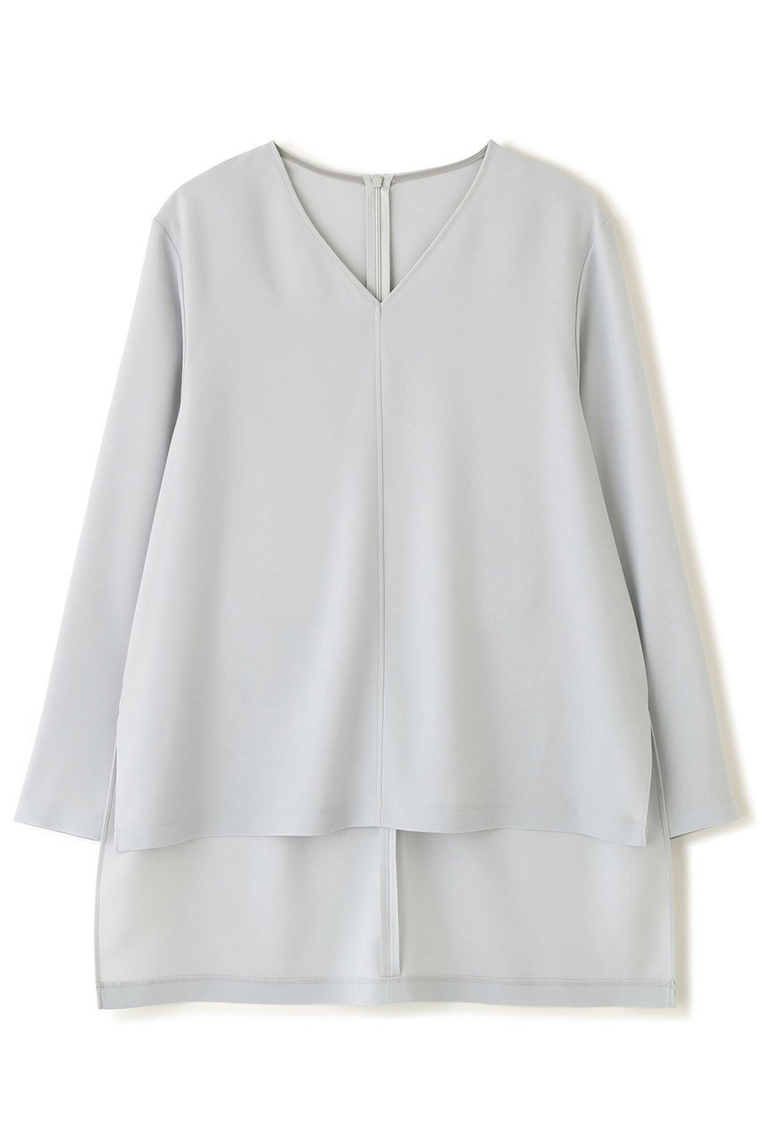 【アドーア/ADORE】のバックサテンジョーゼットVネック インテリア・キッズ・メンズ・レディースファッション・服の通販 founy(ファニー) 　ファッション　Fashion　レディースファッション　Fashion for Women　トップス・カットソー　Cut & Sew Tops　シャツ・ブラウス・オフィスカジュアル　Elegant Blouses & Button-Ups　Vネックトップス　V-Neck Tops / V-Cut Neckline Shirts　バッグ　Bags　サテン　Satin, Glossy Fabric　ジョーゼット　Georgette, Semi-Sheer Fabric　ストレッチ　Stretch, Stretchy Fabric　スリーブ　Sleeve, Long Sleeve / Short Sleeve　ロング　Long, Long-Length　新作・新入荷　New Arrivals / New In　ブルー|ID: prp329100004815824 ipo3291000000034979265