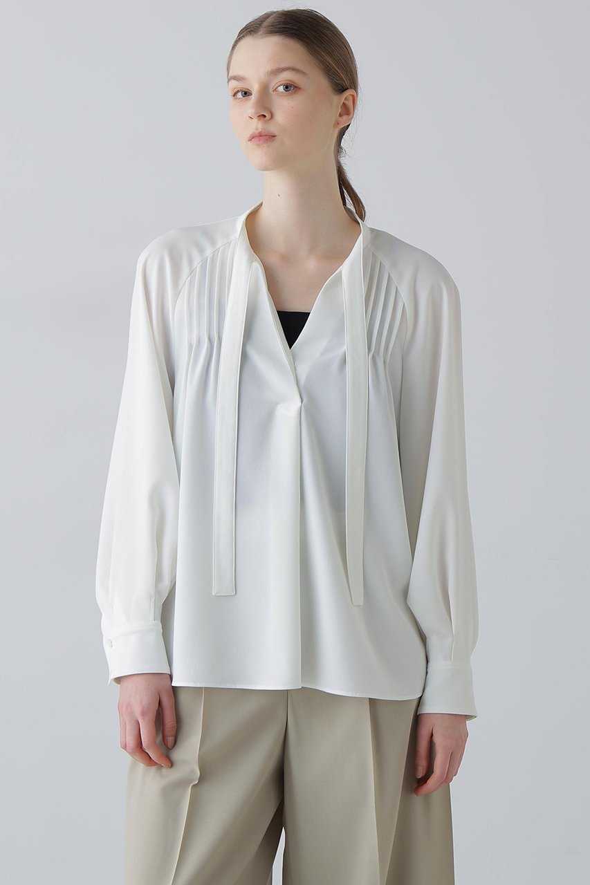 【アドーア/ADORE】のバックサテンジョーゼットブラウス 人気、トレンドファッション・服の通販 founy(ファニー) 　ファッション　Fashion　レディースファッション　Fashion for Women　トップス・カットソー　Cut & Sew Tops　シャツ・ブラウス・オフィスカジュアル　Elegant Blouses & Button-Ups　バッグ　Bags　サテン　Satin, Glossy Fabric　ジョーゼット　Georgette, Semi-Sheer Fabric　ストレッチ　Stretch, Stretchy Fabric　スリーブ　Sleeve, Long Sleeve / Short Sleeve　フレア　Flare, Flared　ロング　Long, Long-Length　エレガント 上品　Elegant　新作・新入荷　New Arrivals / New In　other-2|ID: prp329100004815825 ipo3291000000034979275