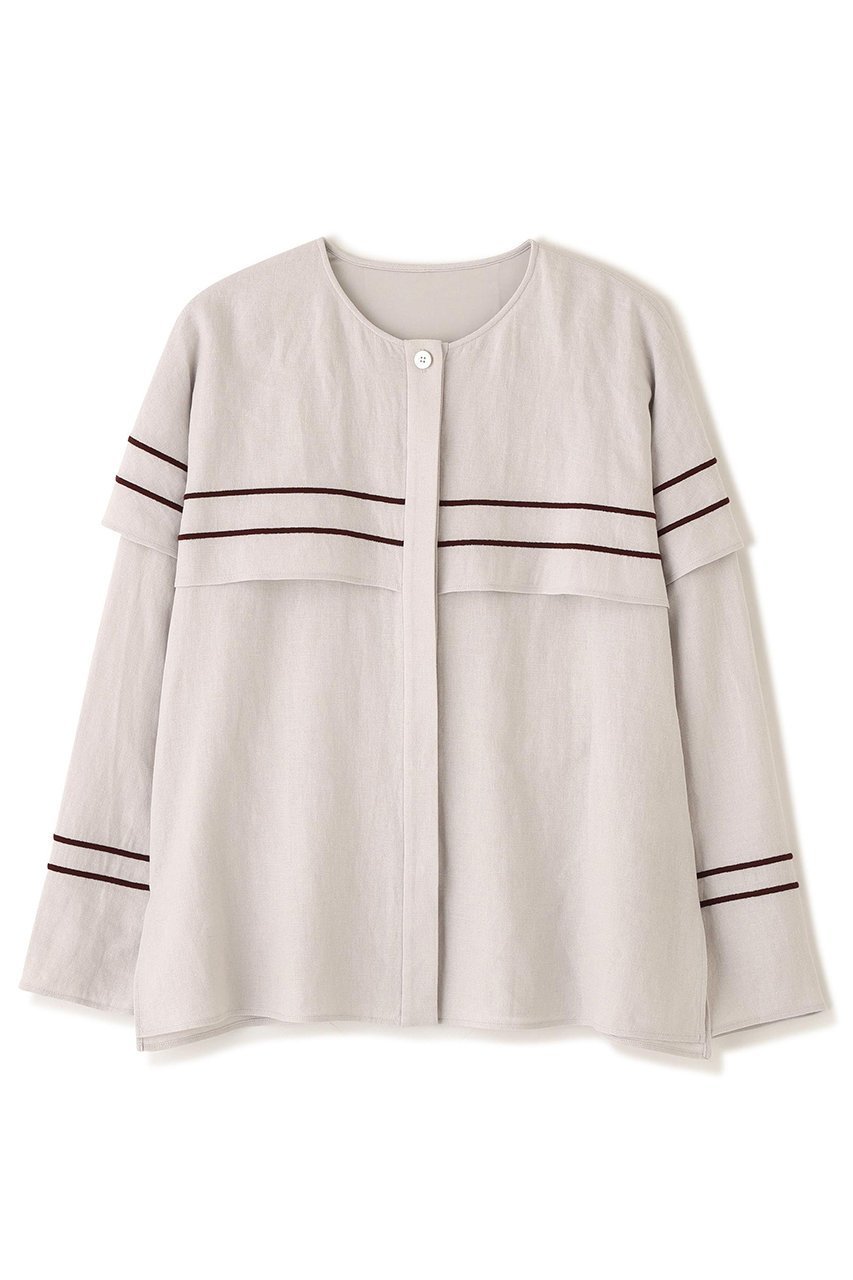 【アドーア/ADORE】のラインエンブロイダリーブラウス インテリア・キッズ・メンズ・レディースファッション・服の通販 founy(ファニー) 　ファッション　Fashion　レディースファッション　Fashion for Women　トップス・カットソー　Cut & Sew Tops　シャツ・ブラウス・オフィスカジュアル　Elegant Blouses & Button-Ups　スリーブ　Sleeve, Long Sleeve / Short Sleeve　ロング　Long, Long-Length　新作・新入荷　New Arrivals / New In　グレー|ID: prp329100004815827 ipo3291000000034979293