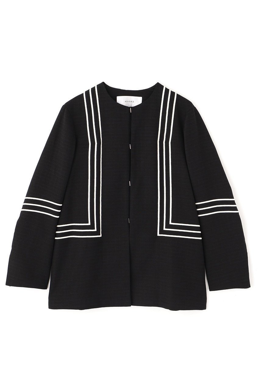 【アドーア/ADORE】のボールドラインエンブロイダリージャケット 人気、トレンドファッション・服の通販 founy(ファニー) 　ファッション　Fashion　レディースファッション　Fashion for Women　アウター　Coat / Outerwear Collection　レディースジャケット・軽アウター　Jackets　ジャケット　Jacket, Outerwear　フロント　Front, Front Design　ランダム　Random, Irregular　新作・新入荷　New Arrivals / New In　 other-1|ID: prp329100004815839 ipo3291000000034979376